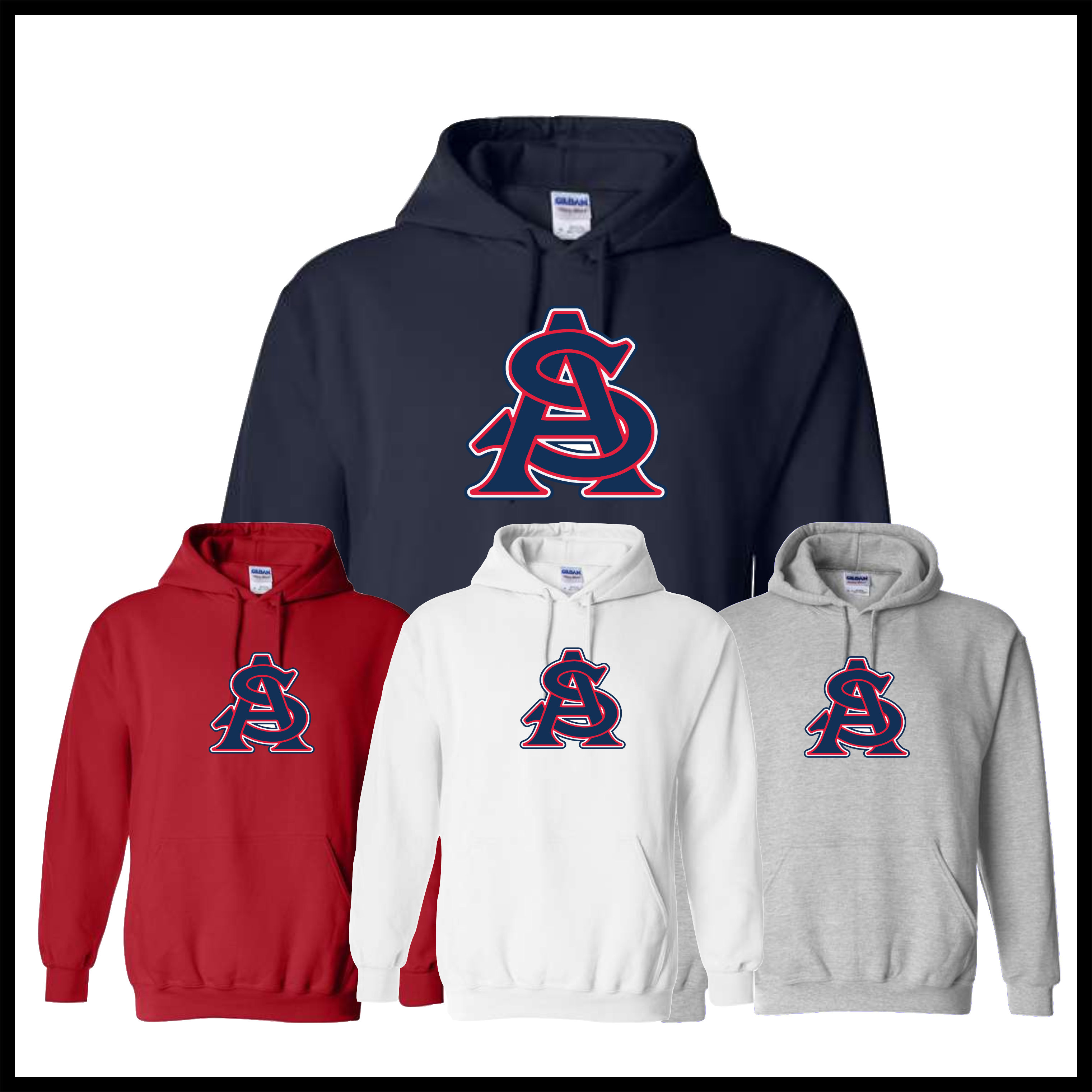 AR SWAT - AS LOGO *RED* Cotton Blend Hoodie Sweatshirt