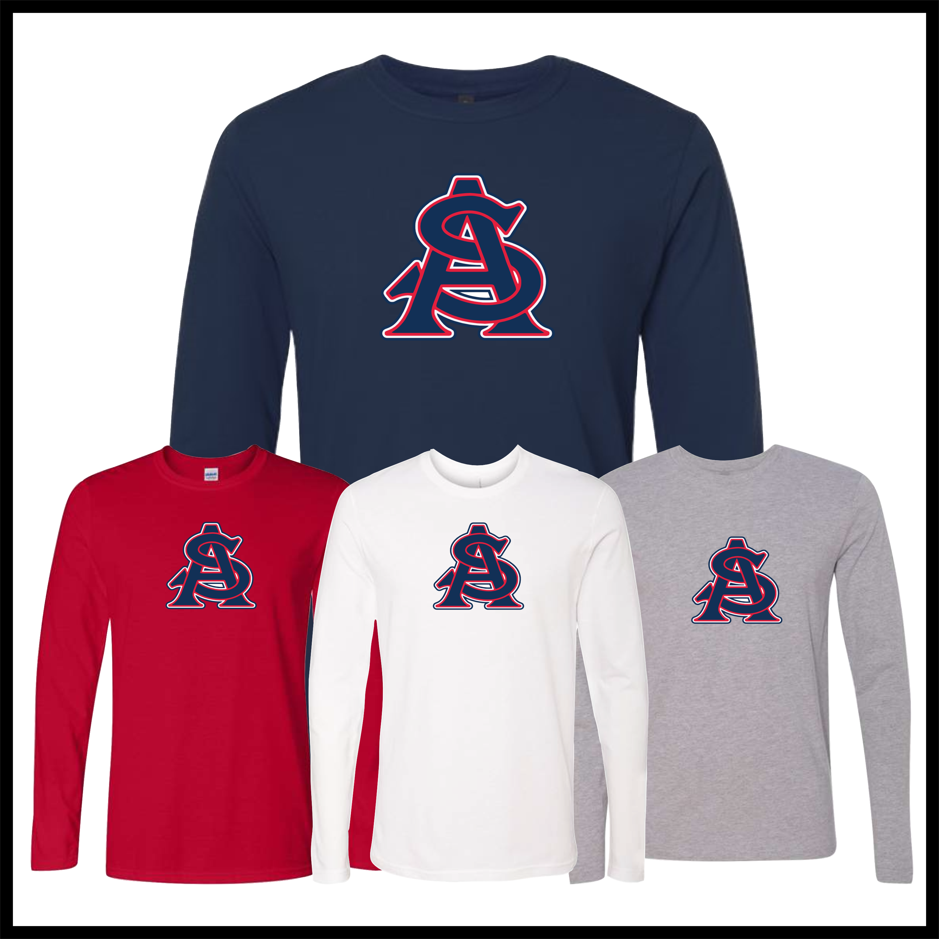 AR SWAT - AS LOGO *RED* Long Sleeve Ringspun Cotton T-Shirt