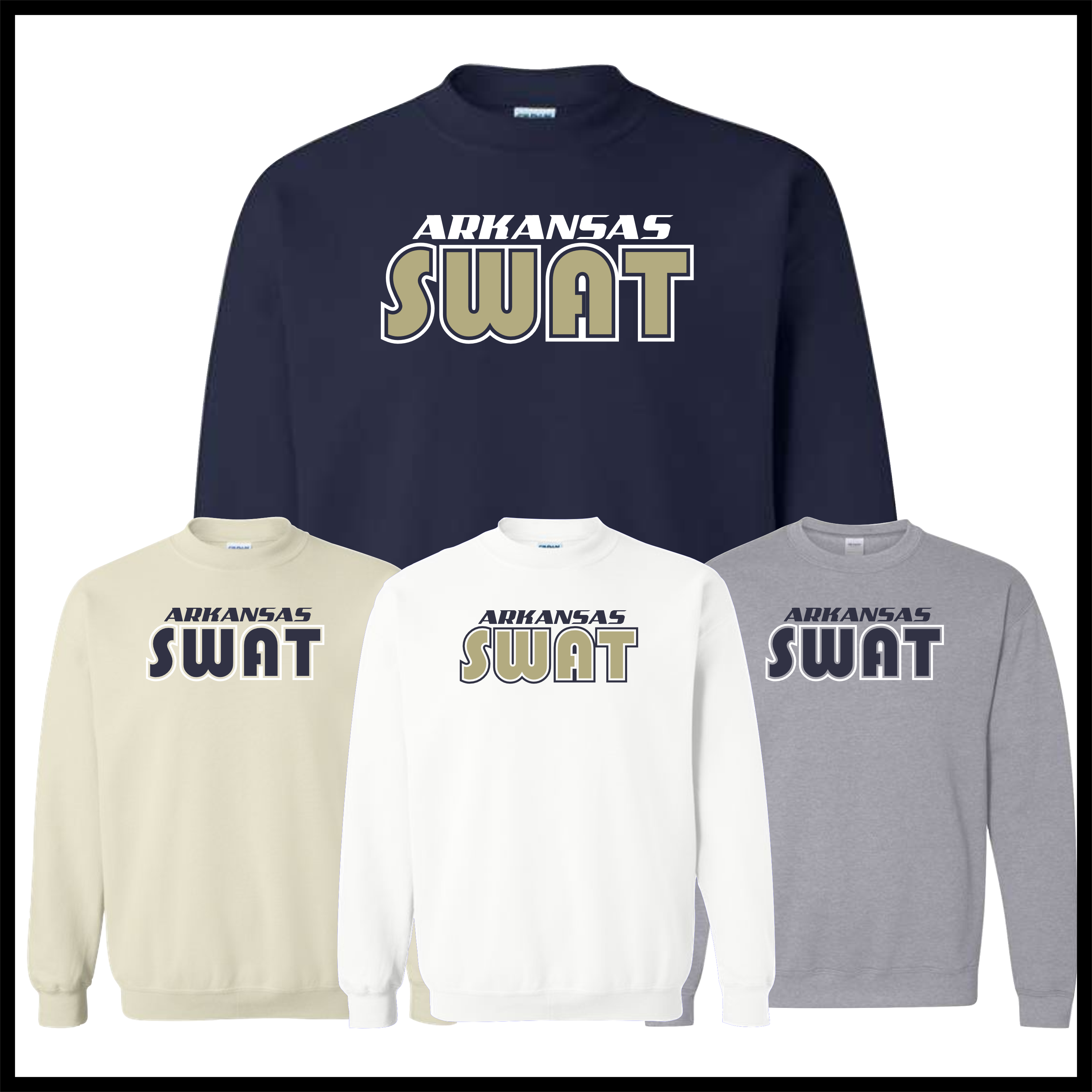 AR SWAT - SWAT TEXT *GOLD* Cotton Blend Crewneck Sweatshirt