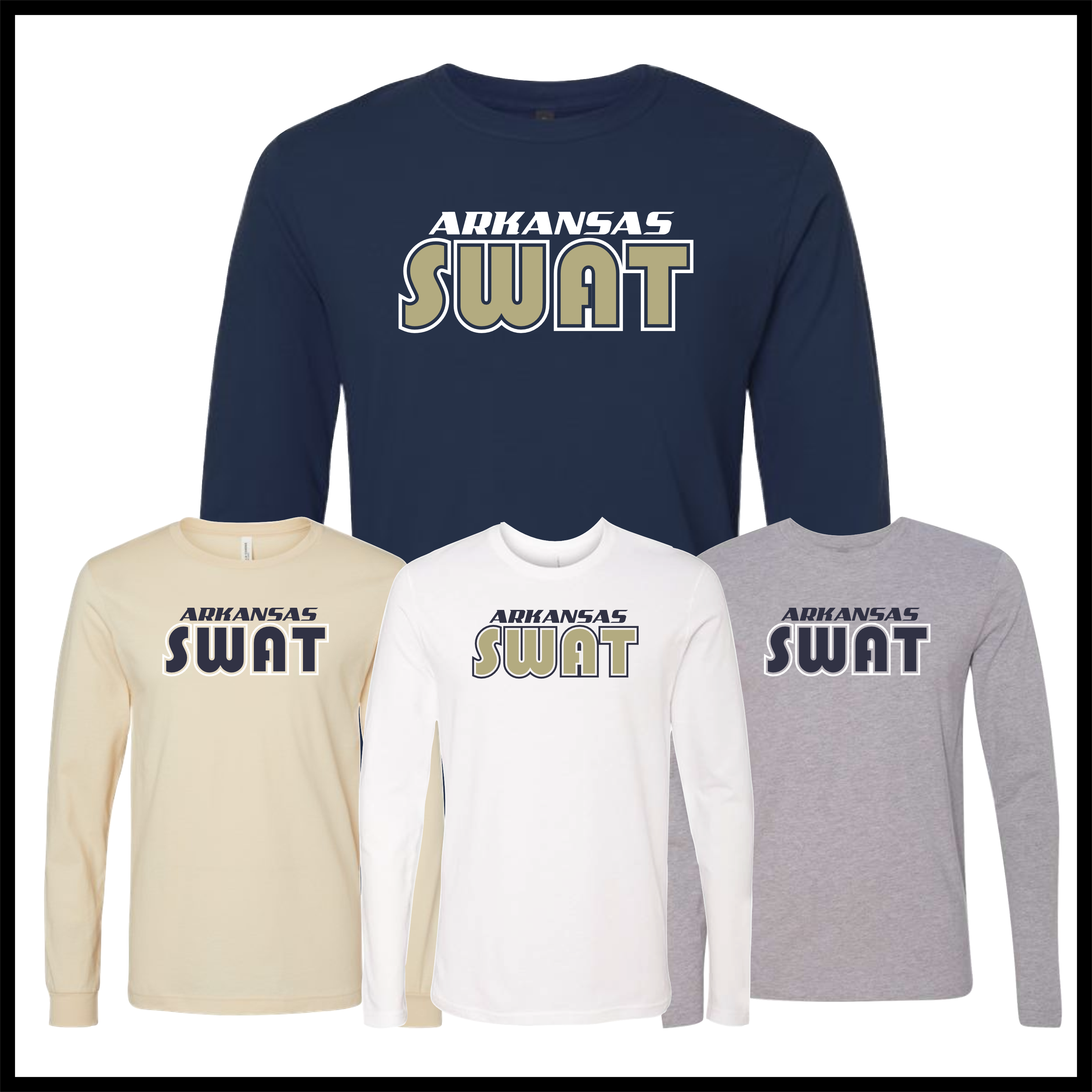 AR SWAT - SWAT TEXT *GOLD* Long Sleeve Ringspun Cotton T-Shirt