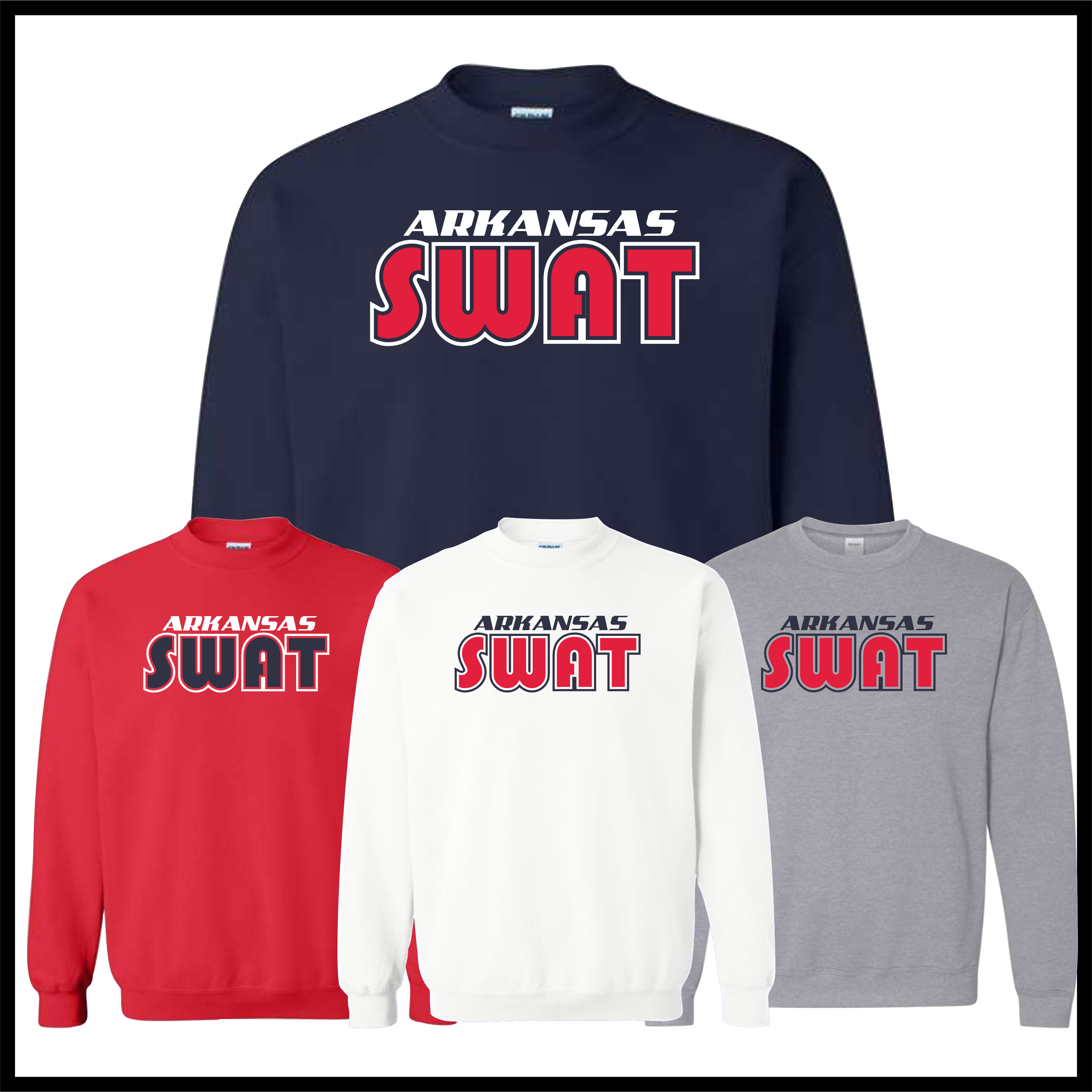 AR SWAT - SWAT TEXT *RED* Cotton Blend Crewneck Sweatshirt