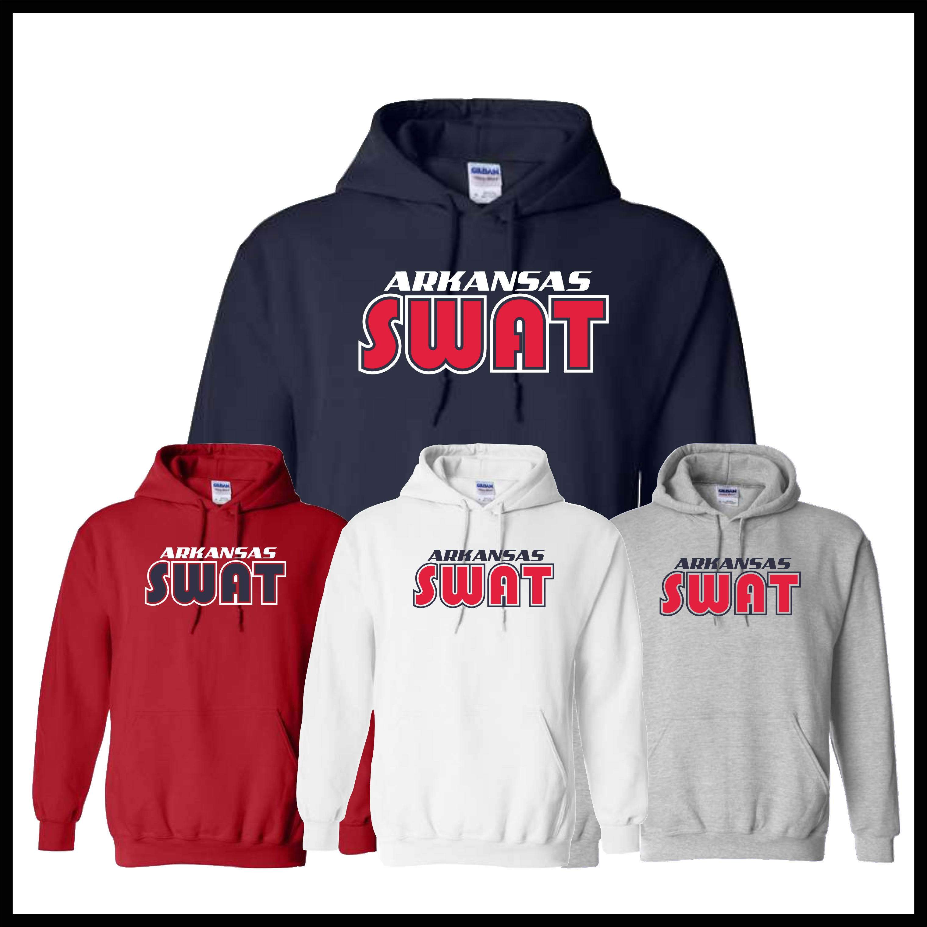 AR SWAT - SWAT TEXT *RED* Cotton Blend Hoodie Sweatshirt