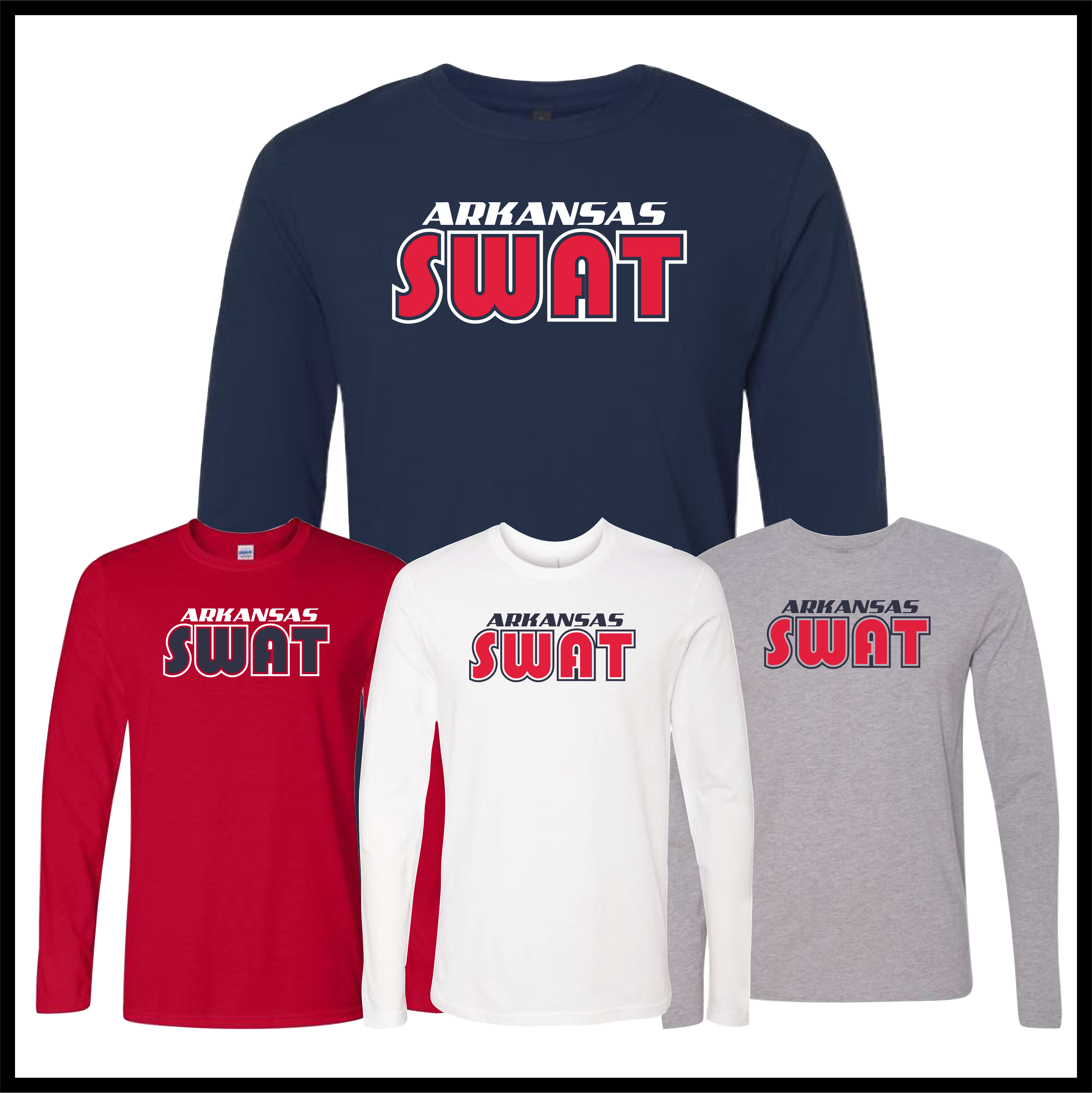 AR SWAT - SWAT TEXT *RED* Long Sleeve Ringspun Cotton T-Shirt