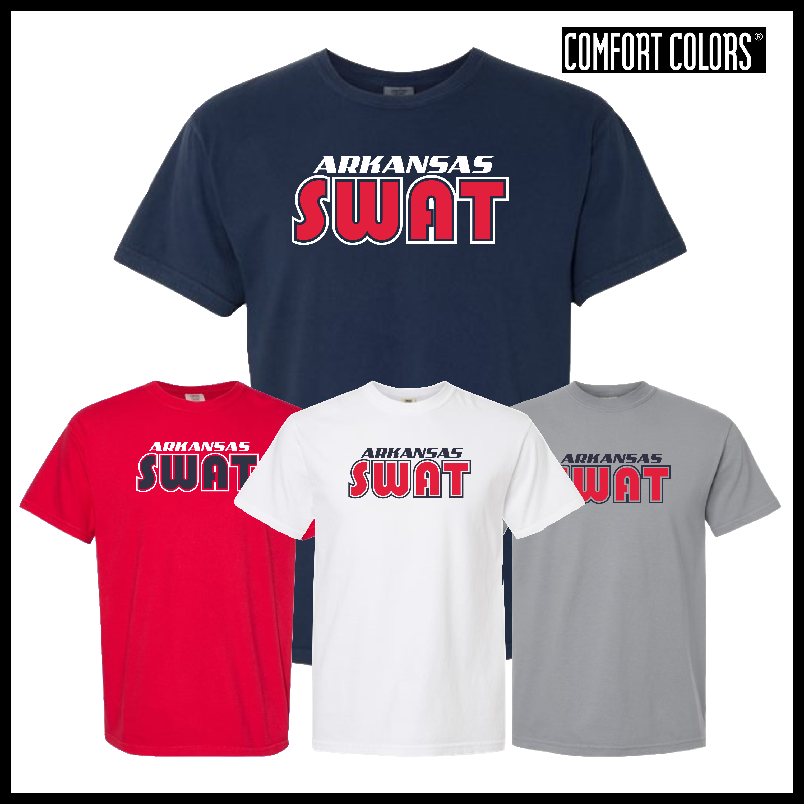AR SWAT - SWAT TEXT *RED* Short Sleeve Comfort Colors T-Shirt