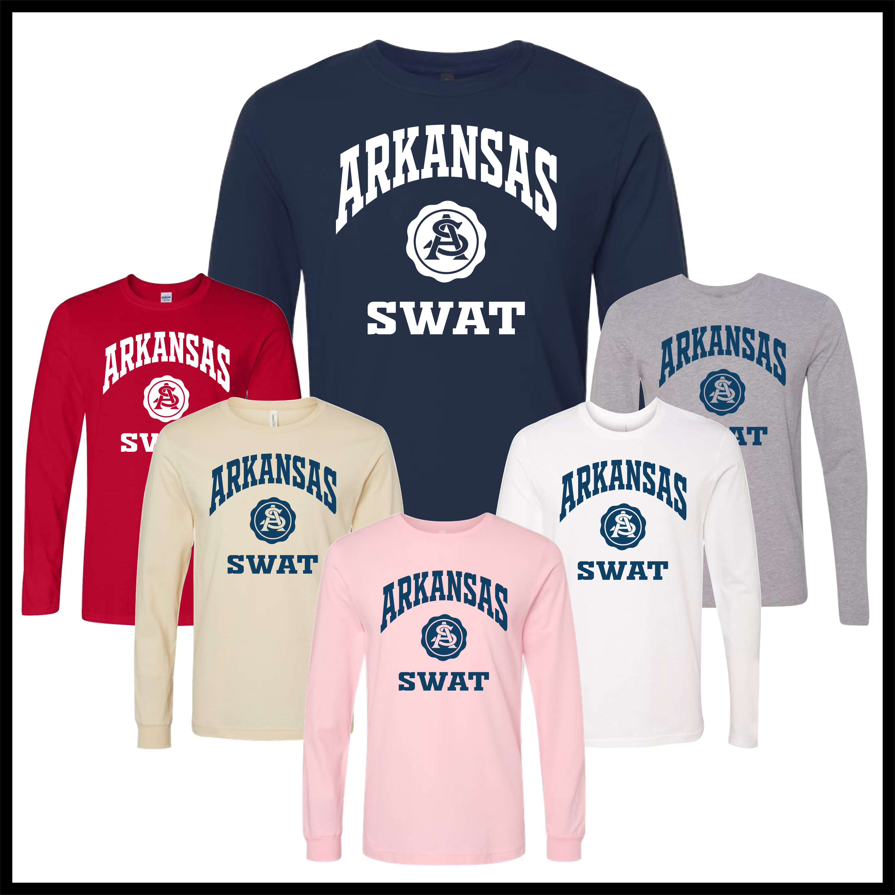 AR SWAT - BLOCK TEXT Long Sleeve Ringspun Cotton T-Shirt