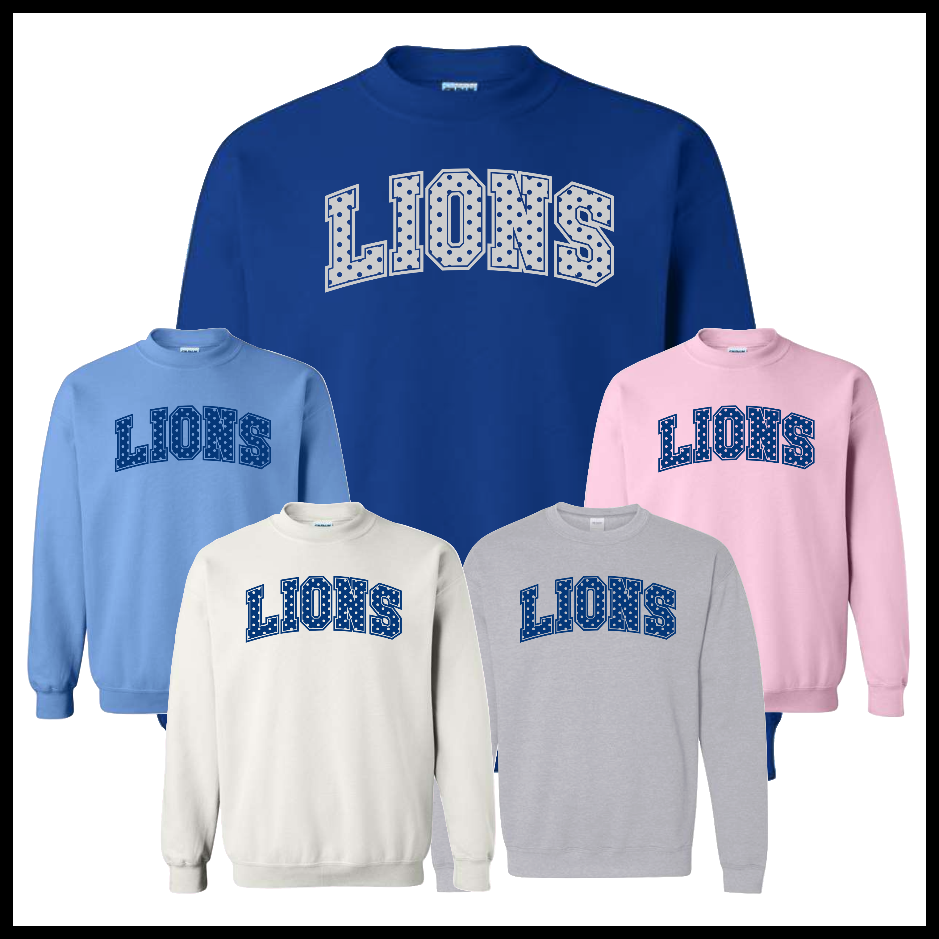 Bismarck Polka Dot LIONS Cotton Blend Crewneck Sweatshirt