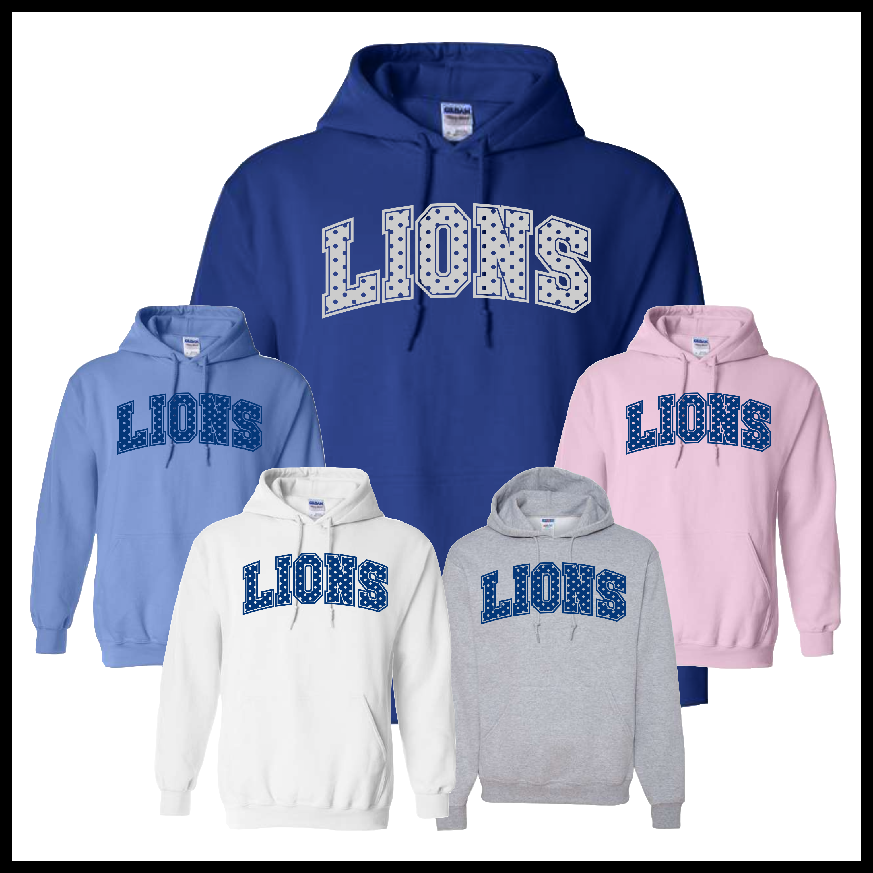Bismarck Polka Dot LIONS Cotton Blend Hoodie Sweatshirt