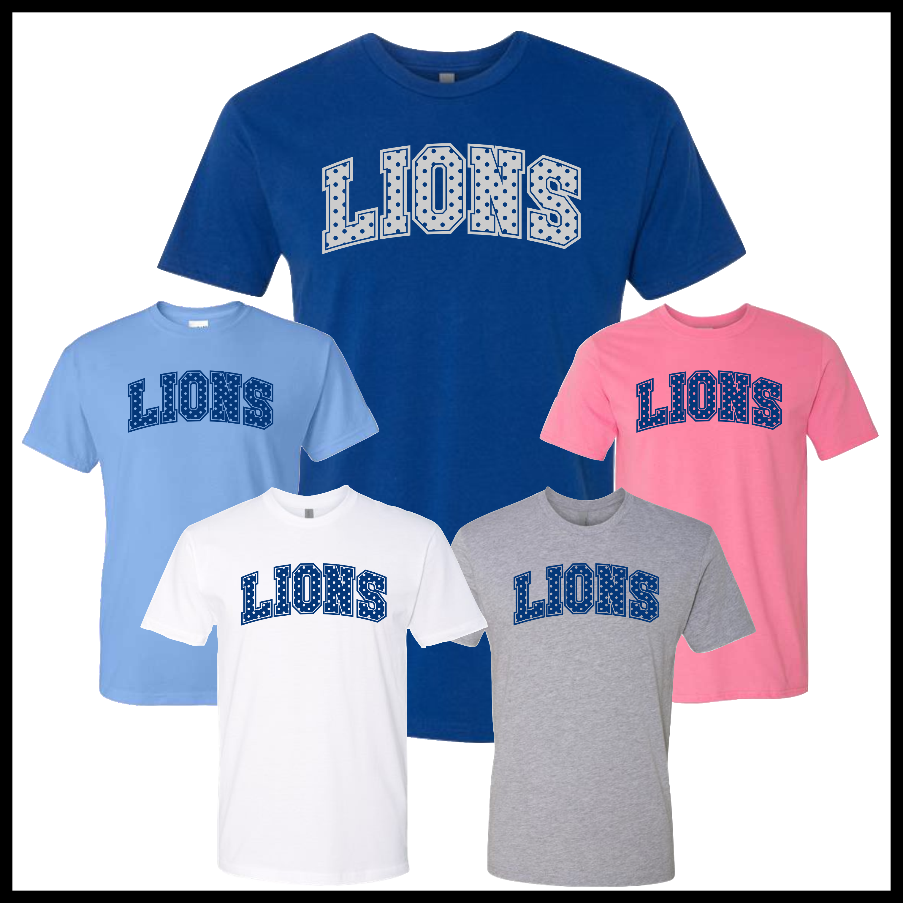 Bismarck Polka Dot LIONS Short Sleeve Ringspun Cotton T-Shirt
