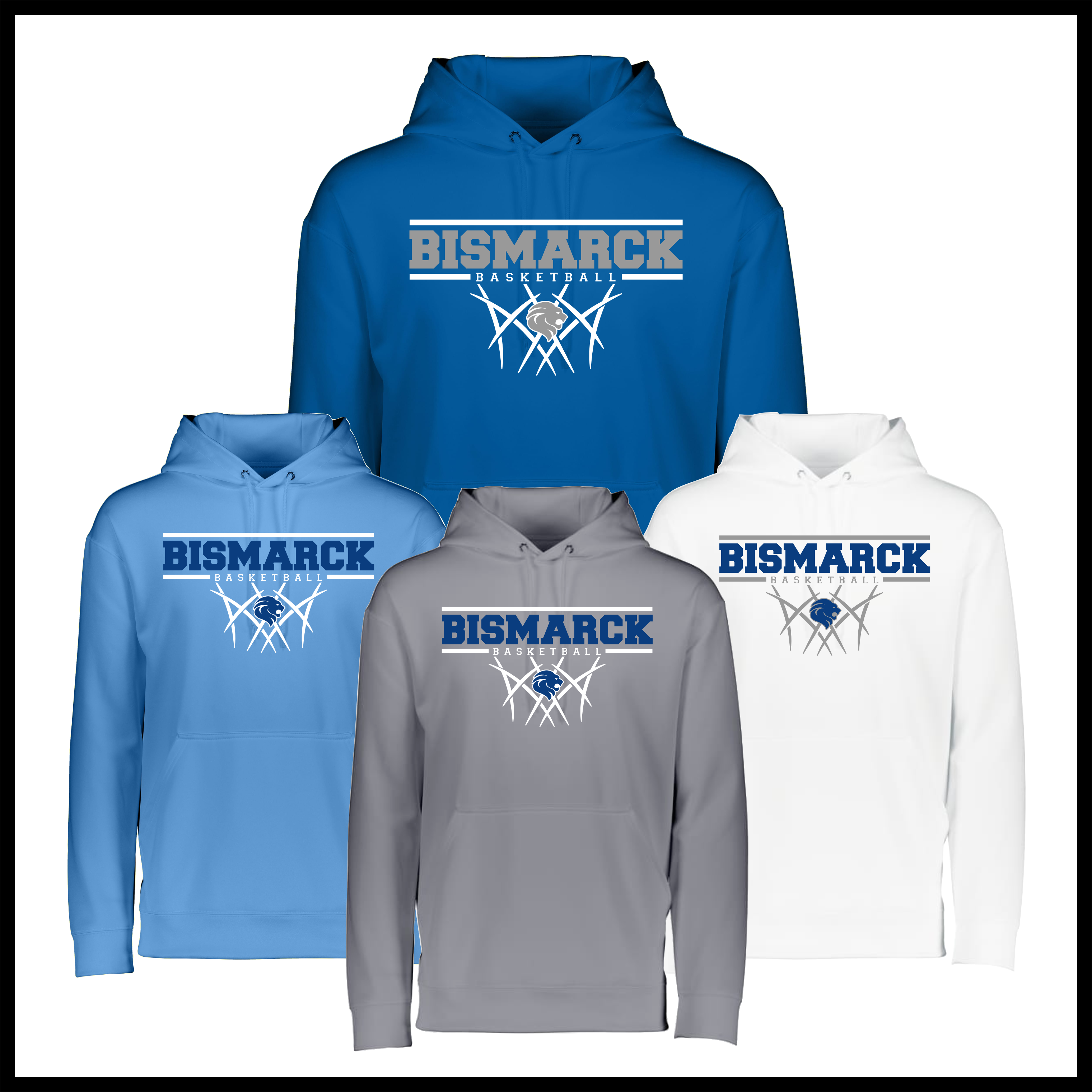 Bismarck Basketball 100% Poly Wicking Hoodie Sweatshirt