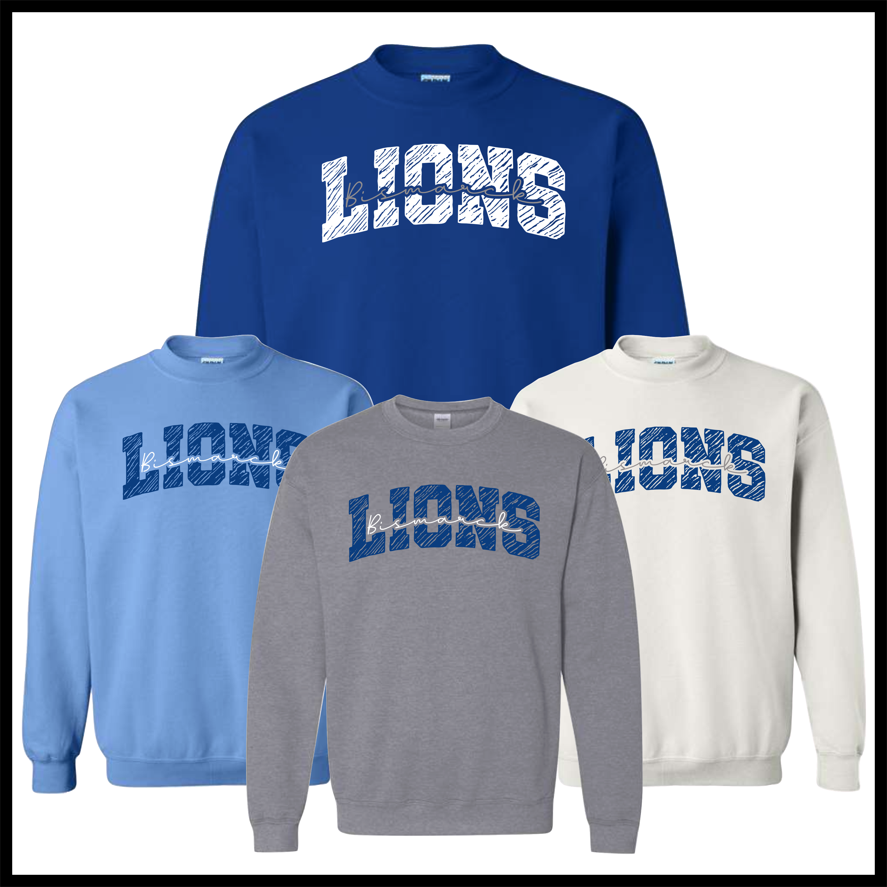 Bismarck Lions Block Text Cotton Blend Crewneck Sweatshirt