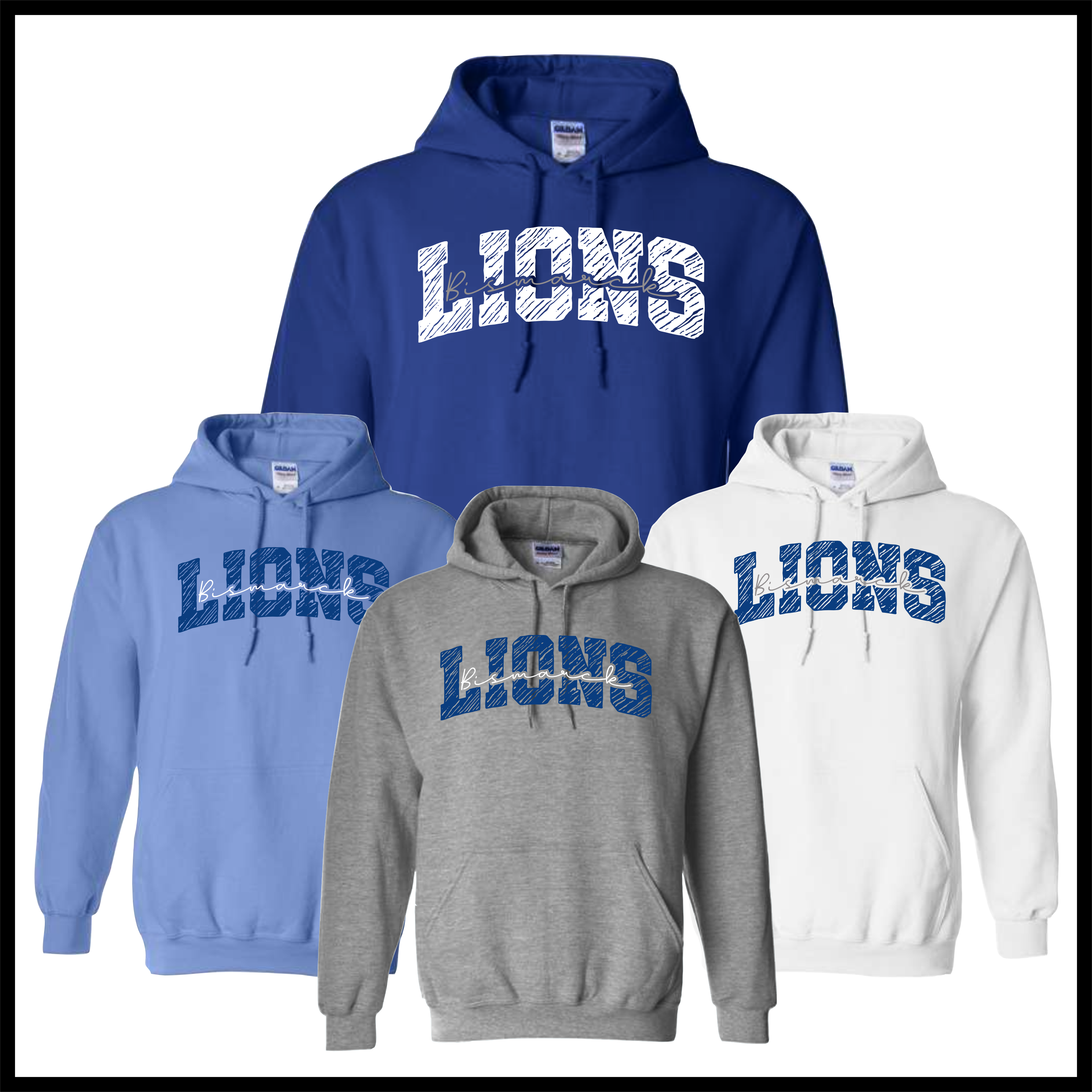 Bismarck Lions Block Text Cotton Blend Hoodie Sweatshirt