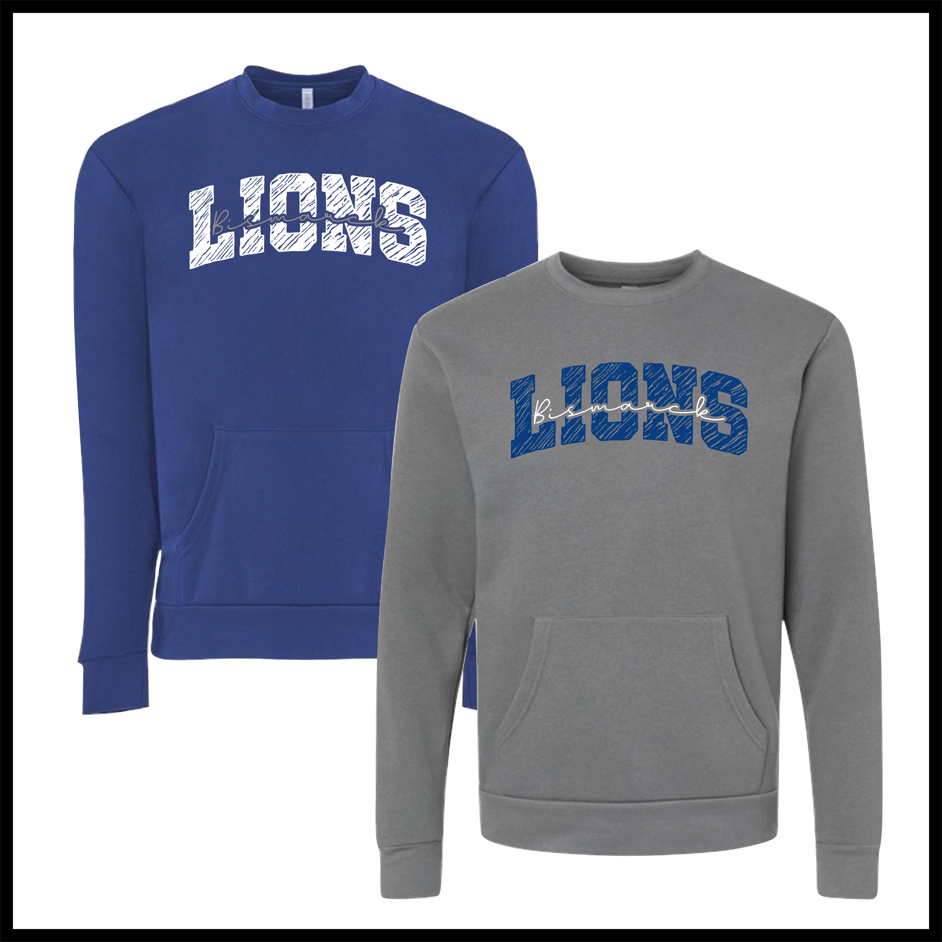 Bismarck Lions Block Text *POCKET* Crewneck Sweatshirt