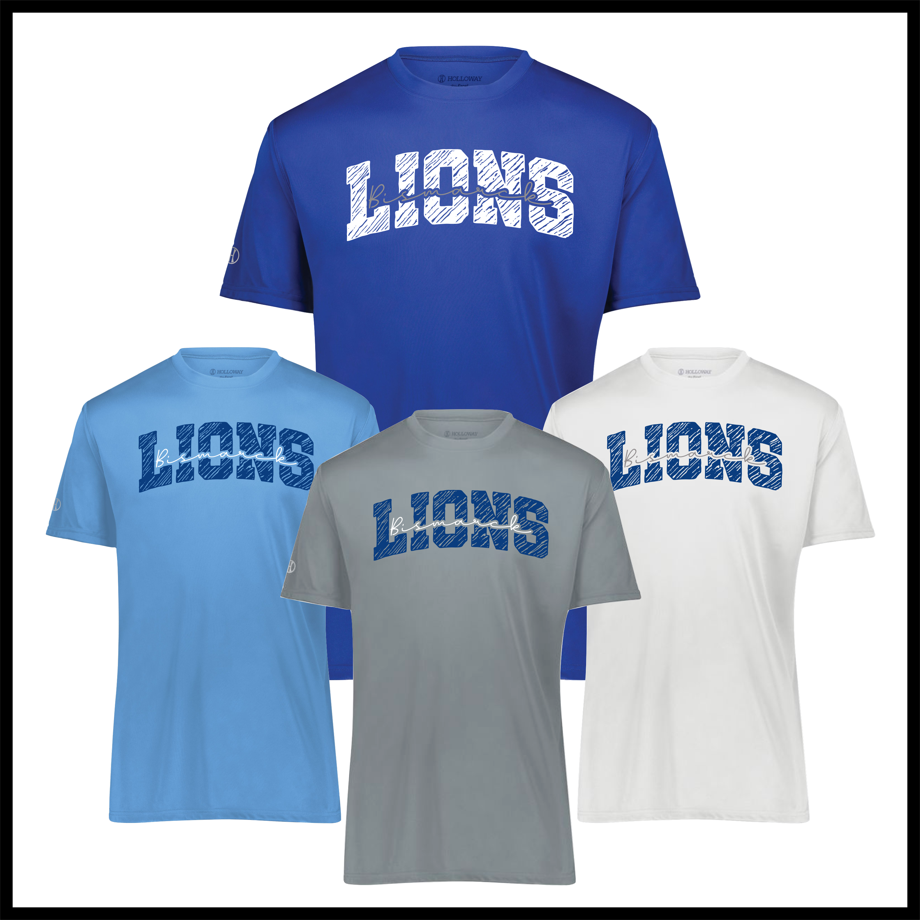 Bismarck Lions Block Text Short Sleeve 100% Poly Wicking T-Shirt