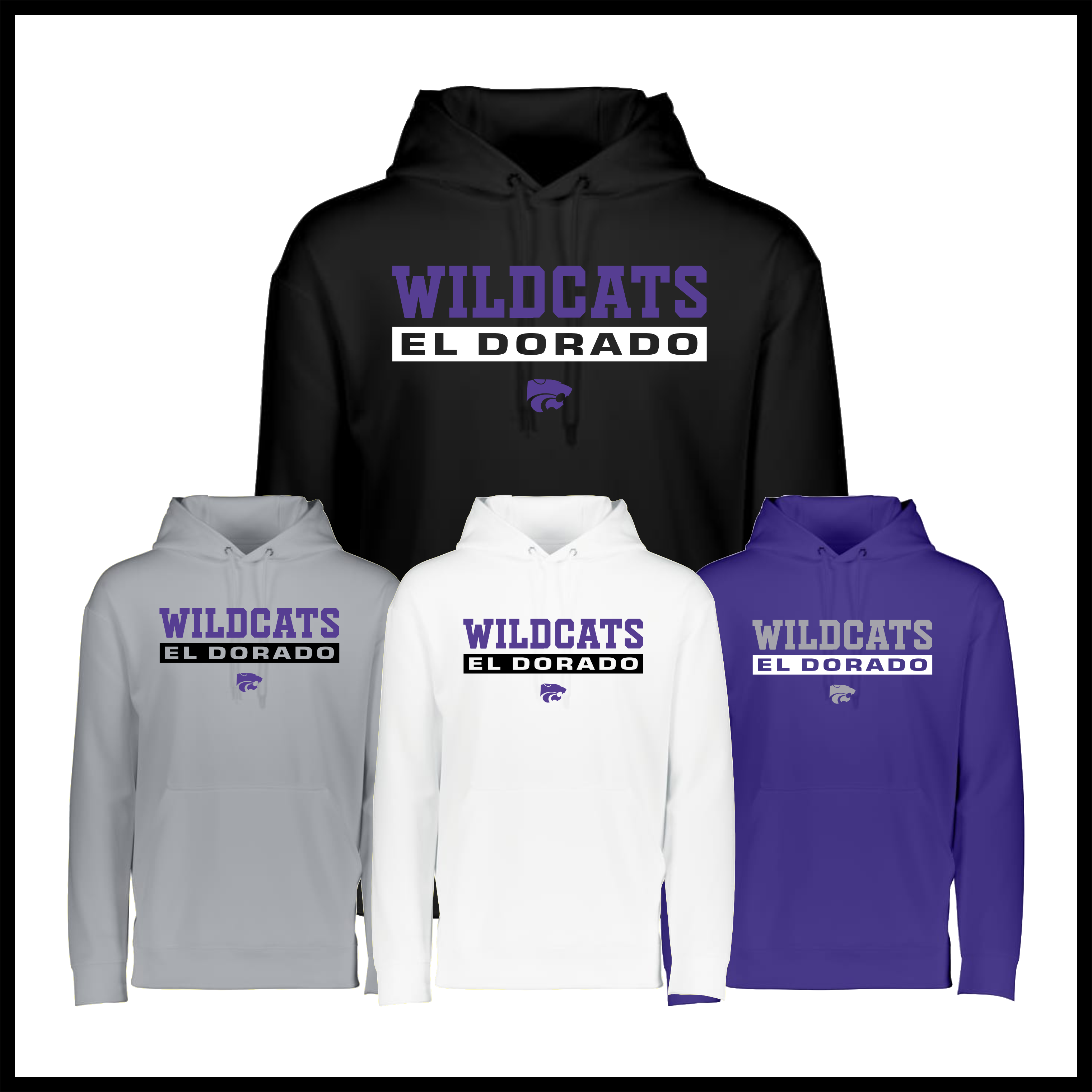El Dorado BLOCK TEXT 100% Poly Wicking Hoodie Sweatshirt