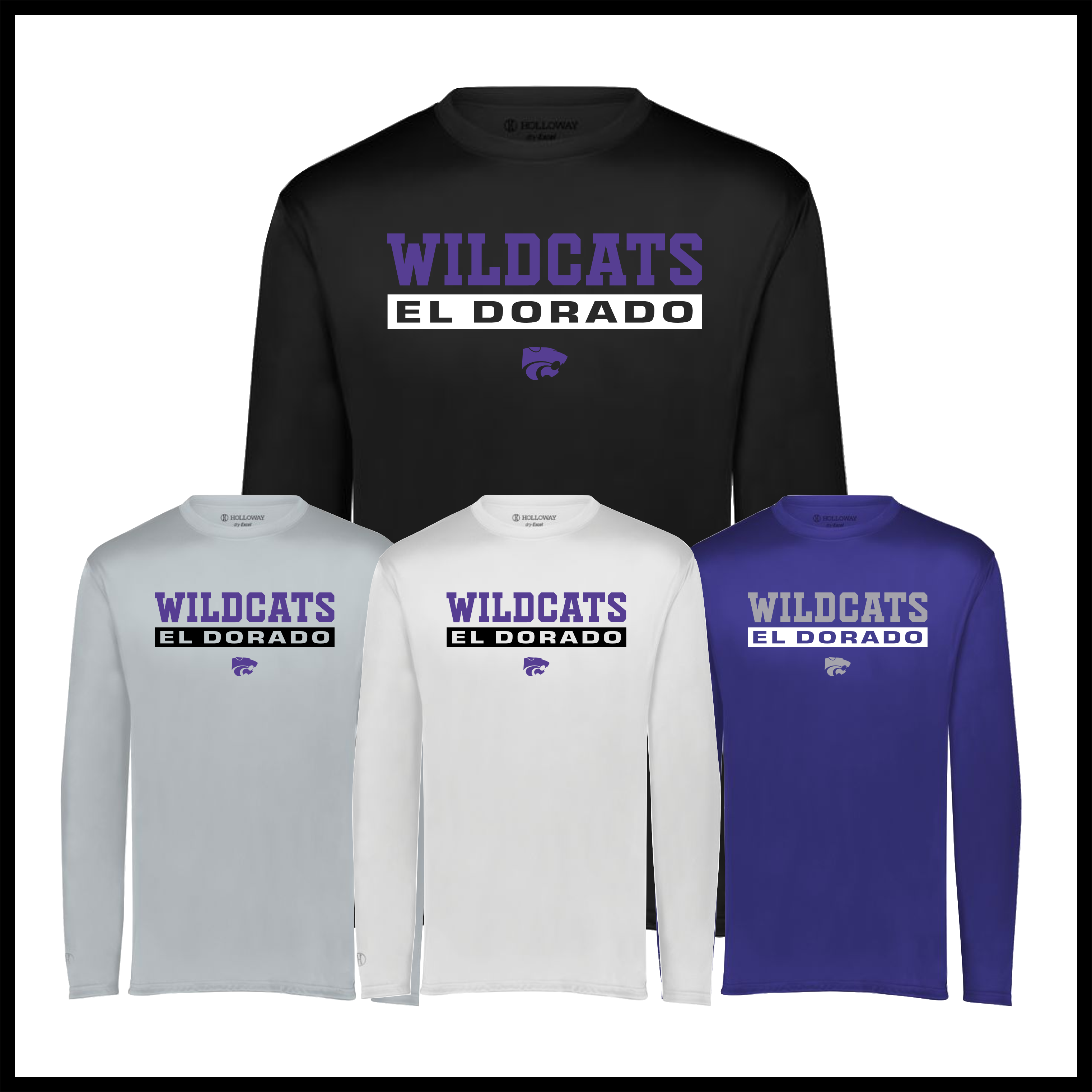 El Dorado BLOCK TEXT Long Sleeve 100% Poly Wicking T-Shirt