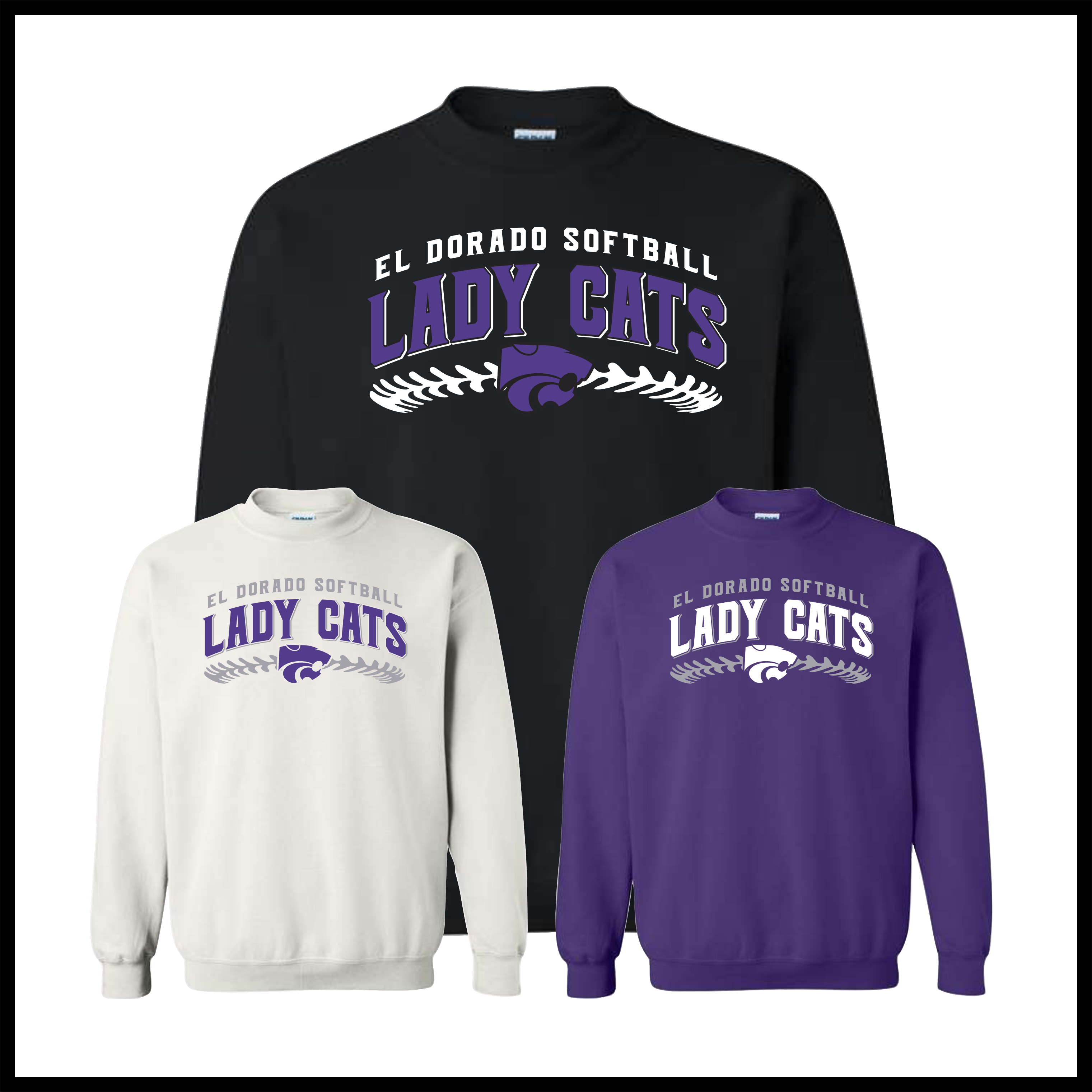 El Dorado LADY CATS SOFTBALL Cotton Blend Crewneck Sweatshirt
