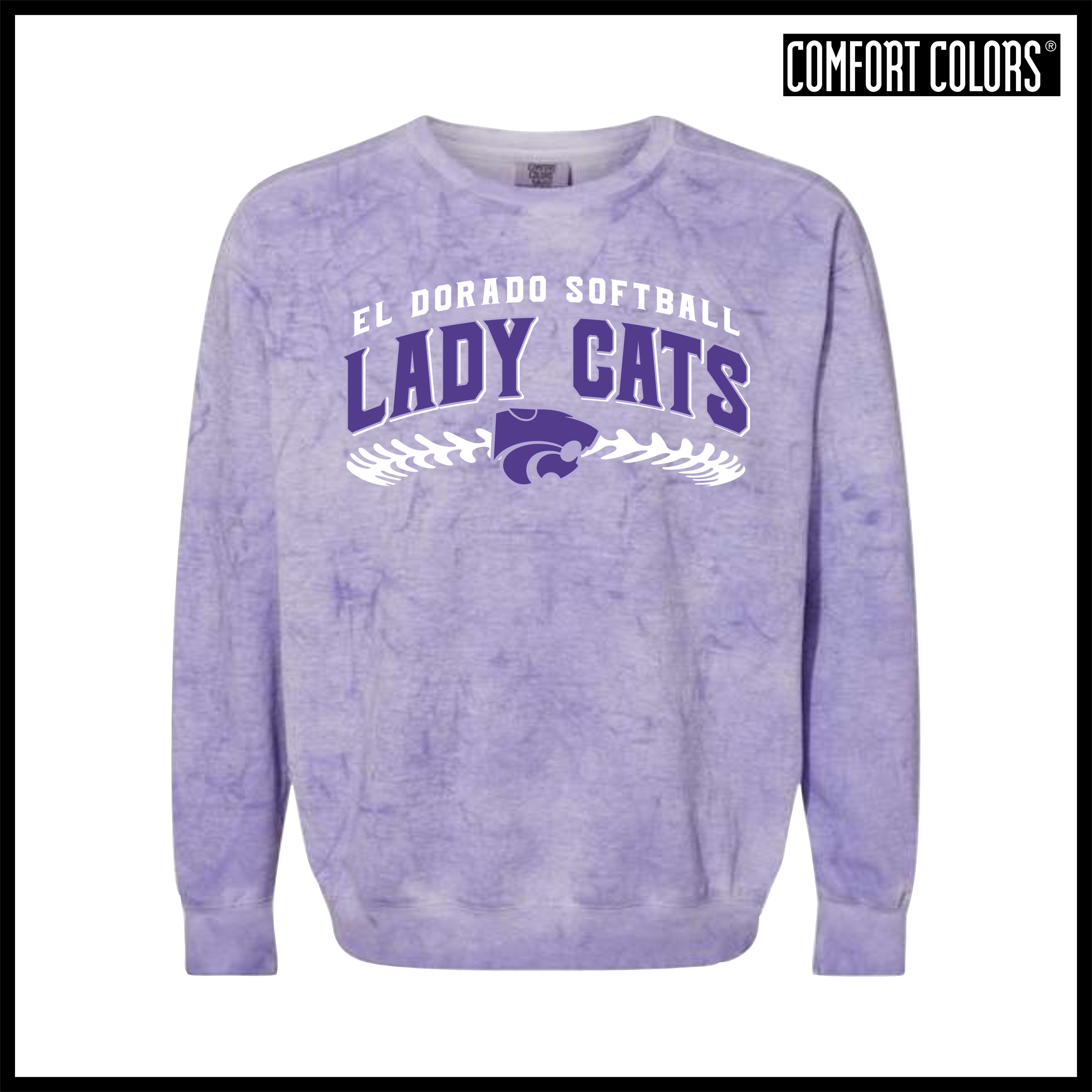 El Dorado LADY CATS SOFTBALL Comfort Colors Colorblast Crewneck Sweatshirt