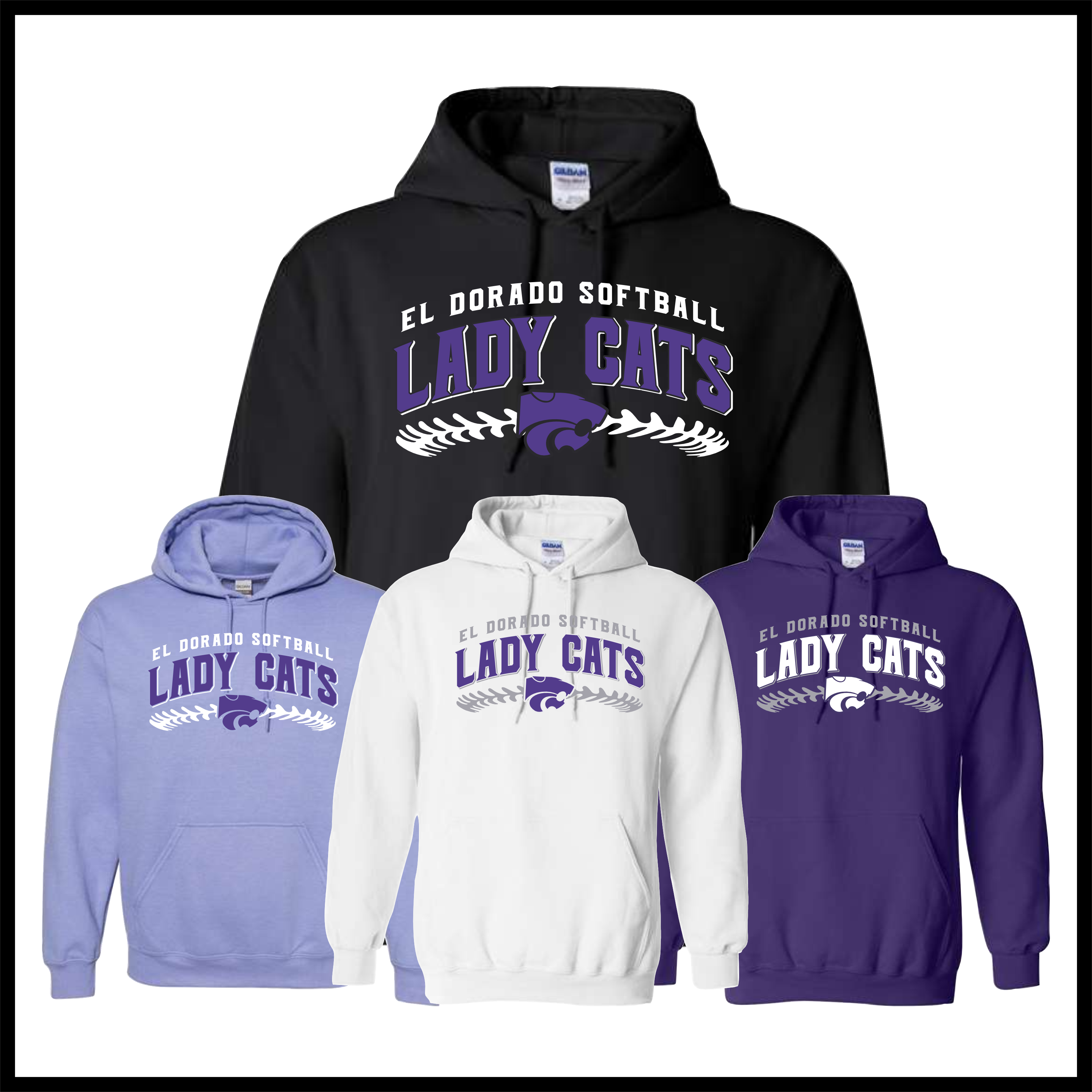El Dorado LADY CATS SOFTBALL Cotton Blend Hoodie Sweatshirt
