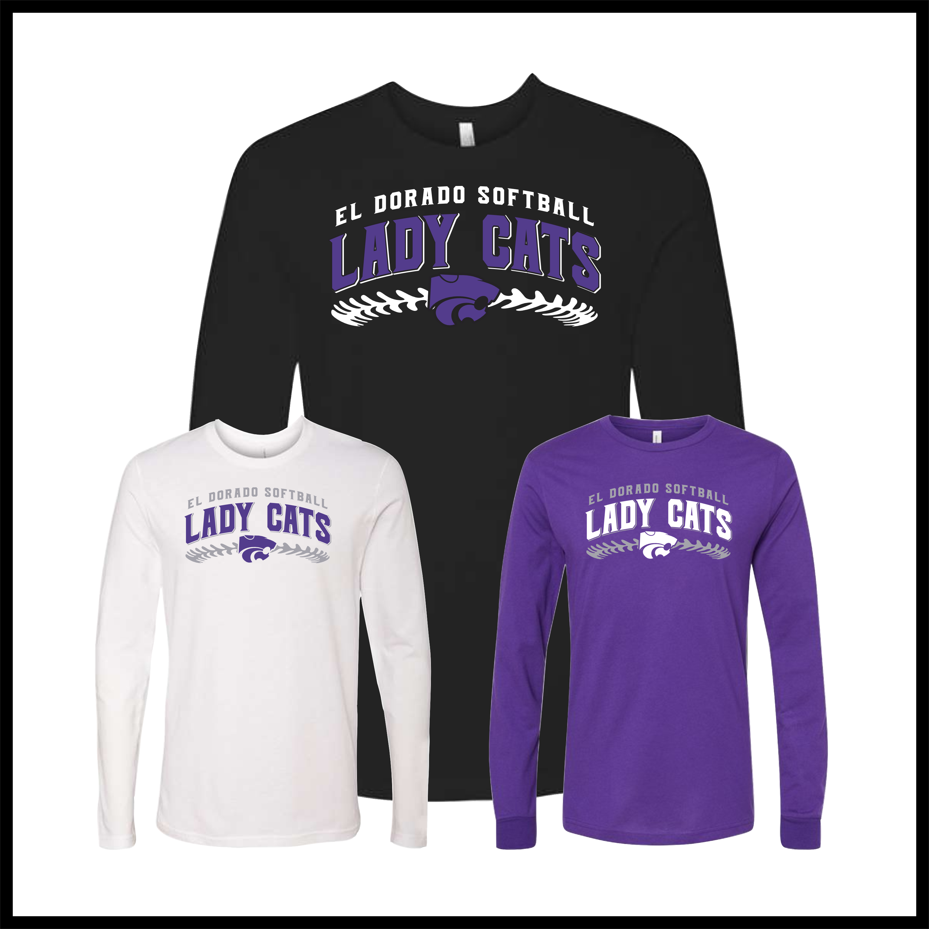 El Dorado LADY CATS SOFTBALL Long Sleeve Ringspun Cotton T-Shirt