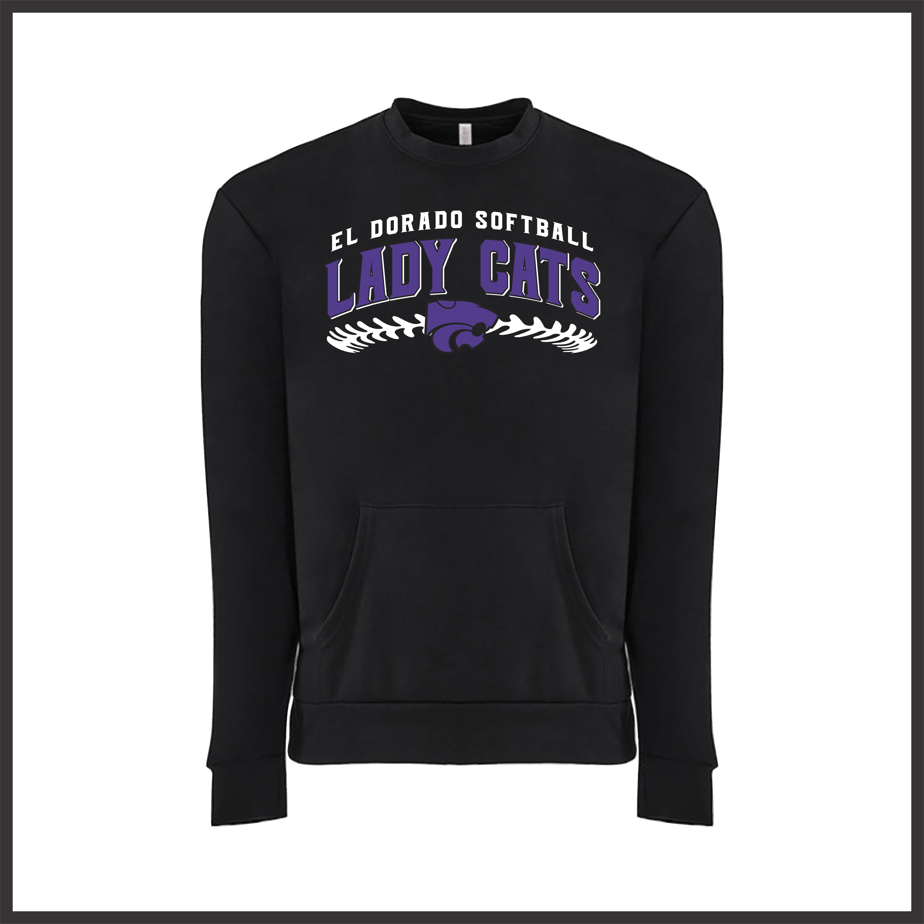 El Dorado LADY CATS SOFTBALL Cotton Blend *Pocket* Crewneck Sweatshirt