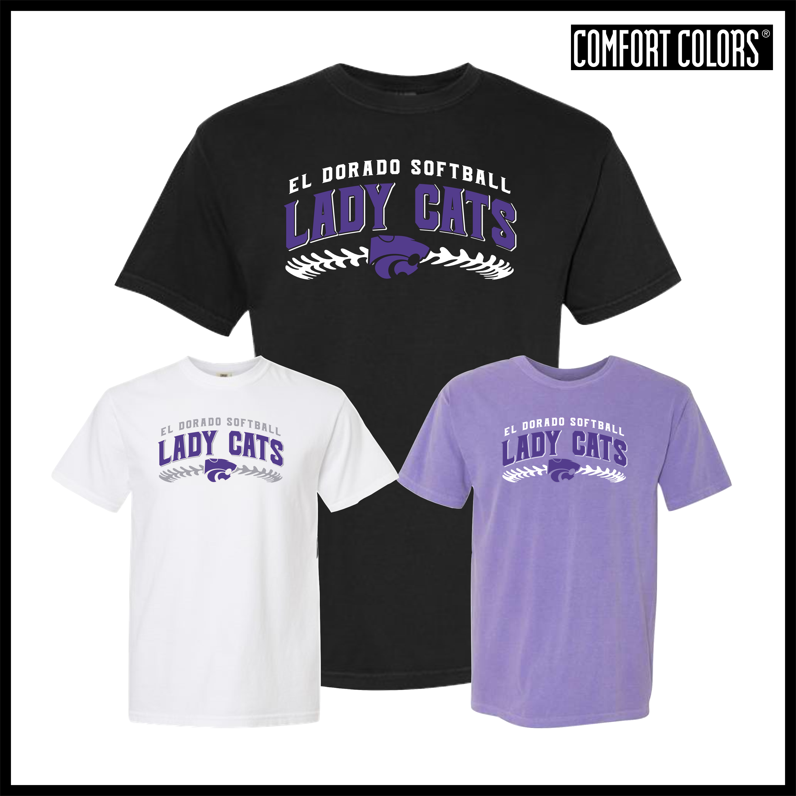 El Dorado LADY CATS SOFTBALL Short Sleeve Comfort Colors T-Shirt