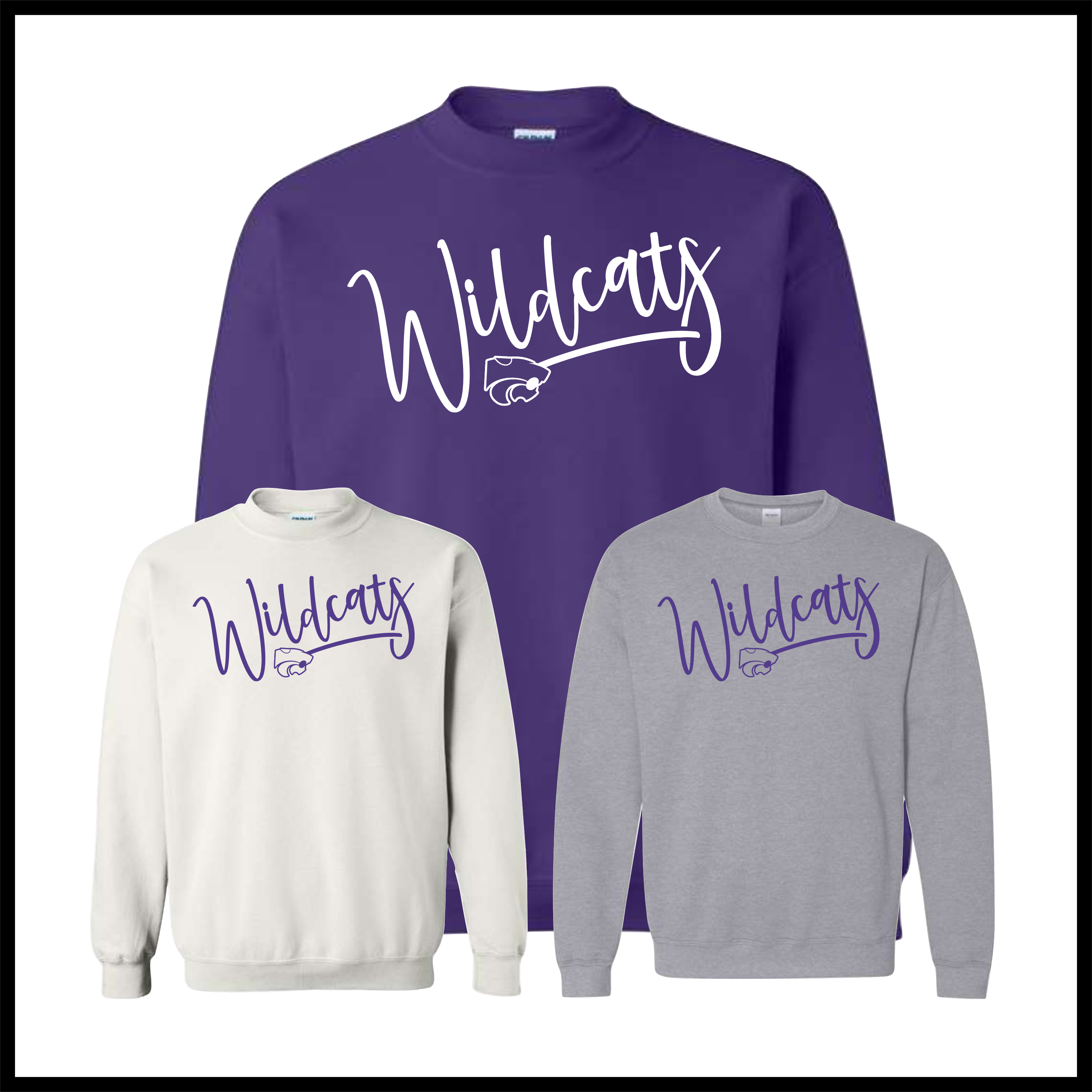El Dorado WILDCATS SCRIPT Cotton Blend Crewneck Sweatshirt