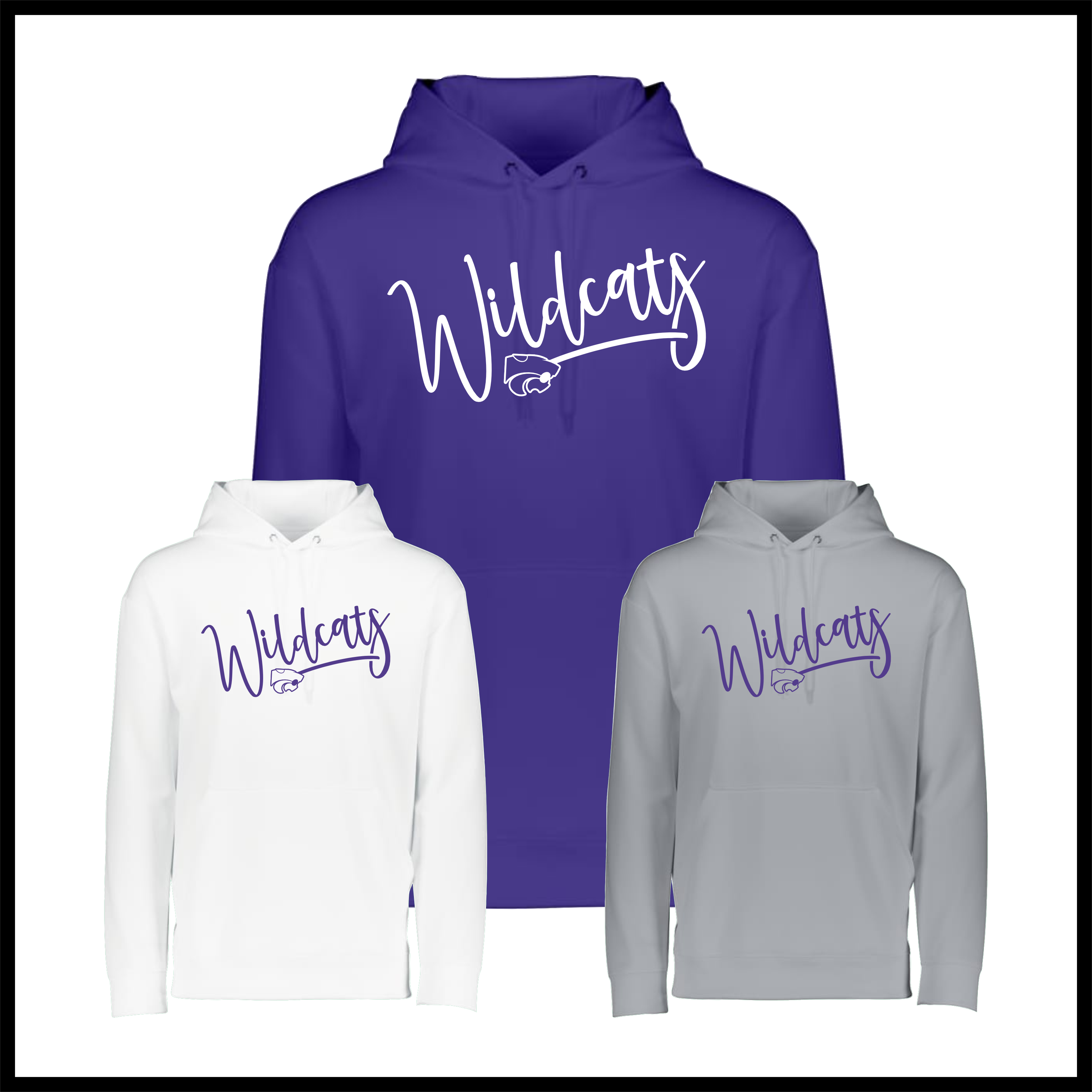 El Dorado WILDCATS SCRIPT 100% Poly Wicking Hoodie Sweatshirt