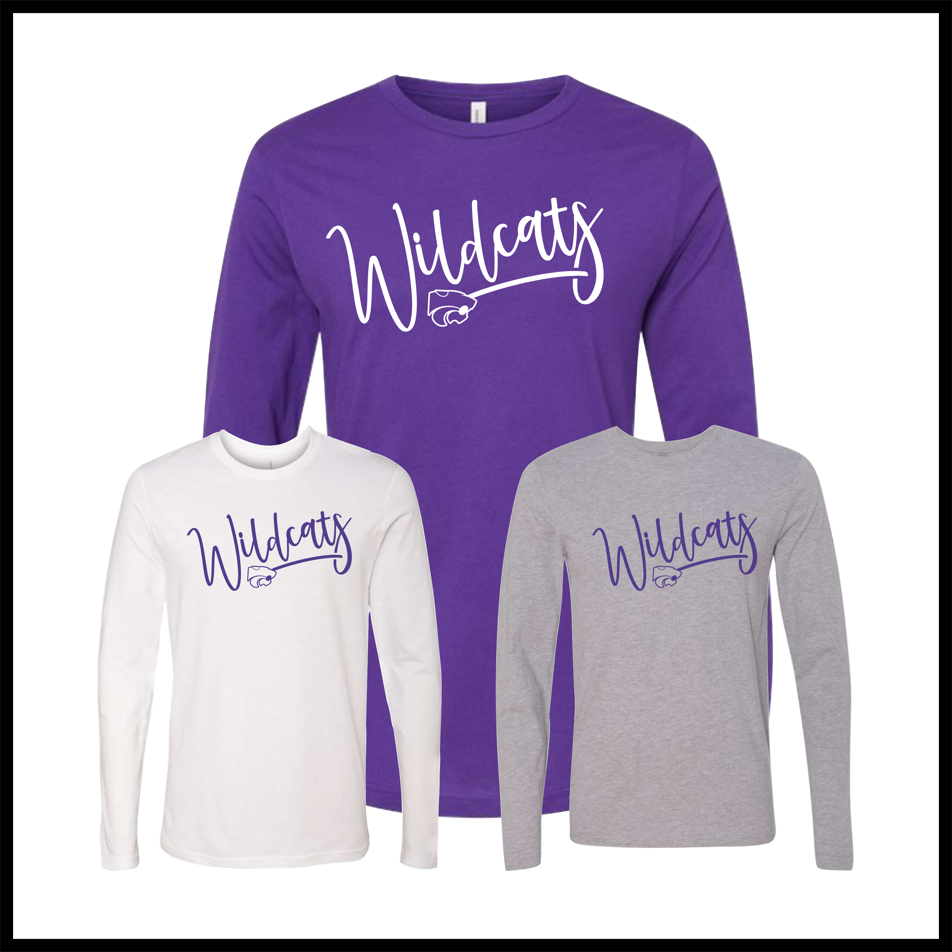 El Dorado WILDCATS SCRIPT Long Sleeve Ringspun Cotton T-Shirt