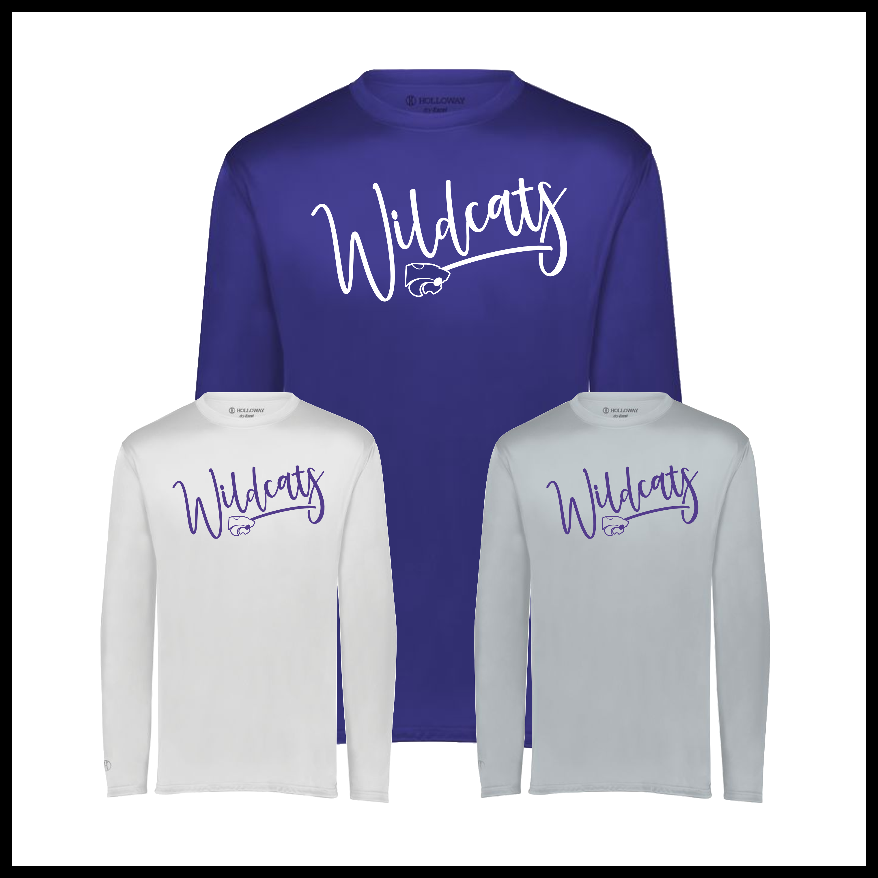 El Dorado WILDCATS SCRIPT Long Sleeve 100% Poly Wicking T-Shirt