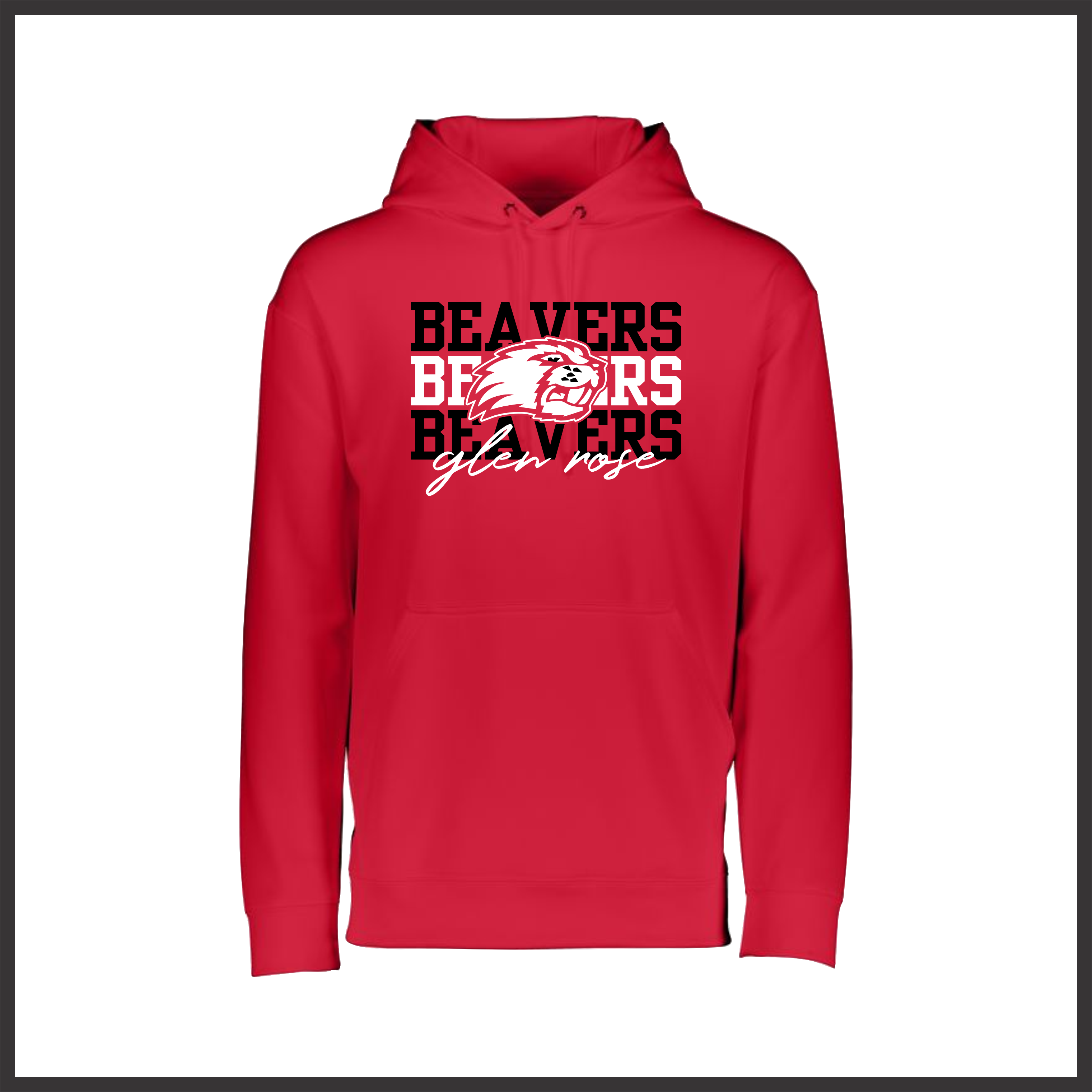 Glen Rose BEAVERS STACKED TEXT 100% Poly Wicking Hoodie Sweatshirt