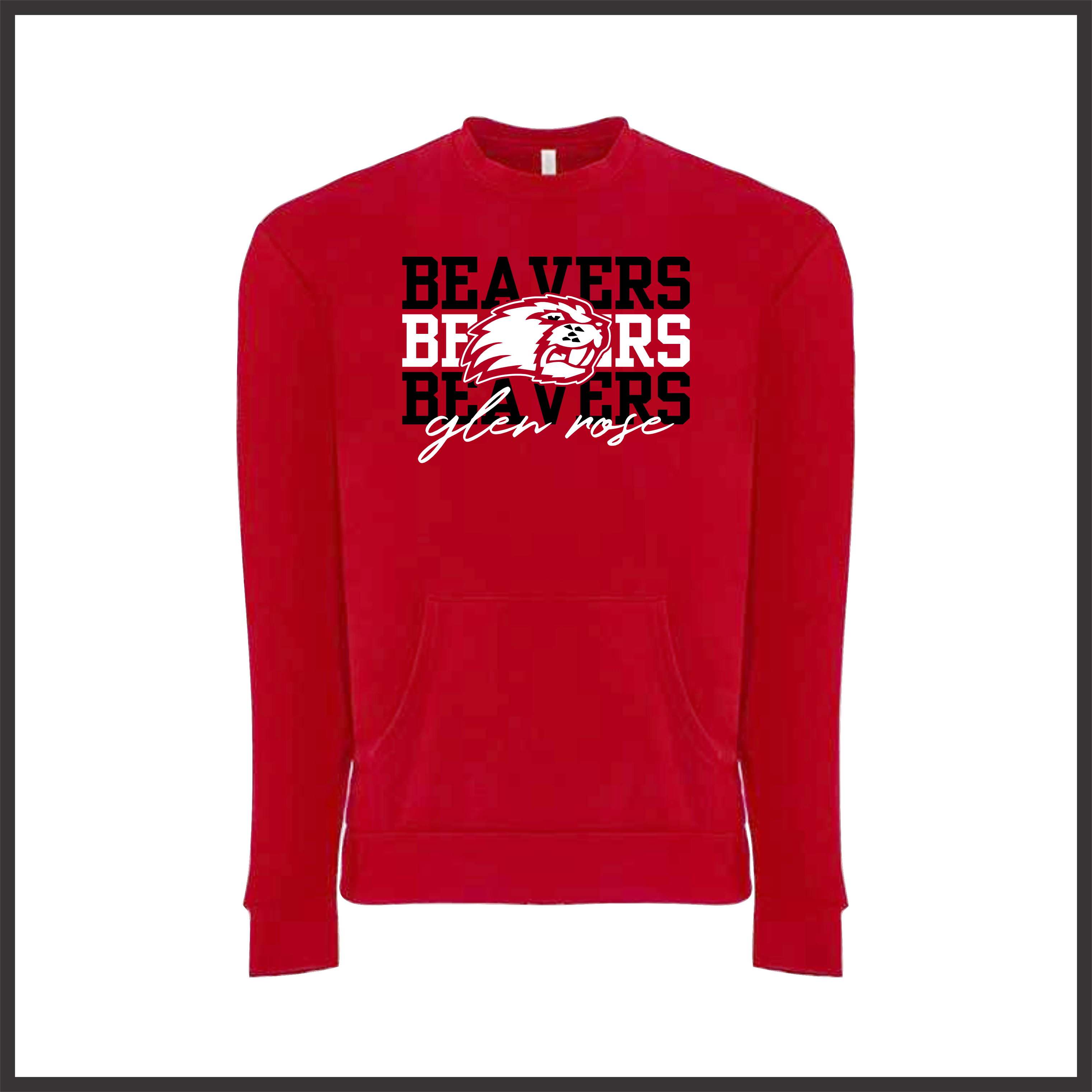 Glen Rose BEAVERS STACKED TEXT Cotton Blend *POCKET* Crewneck Sweatshirt