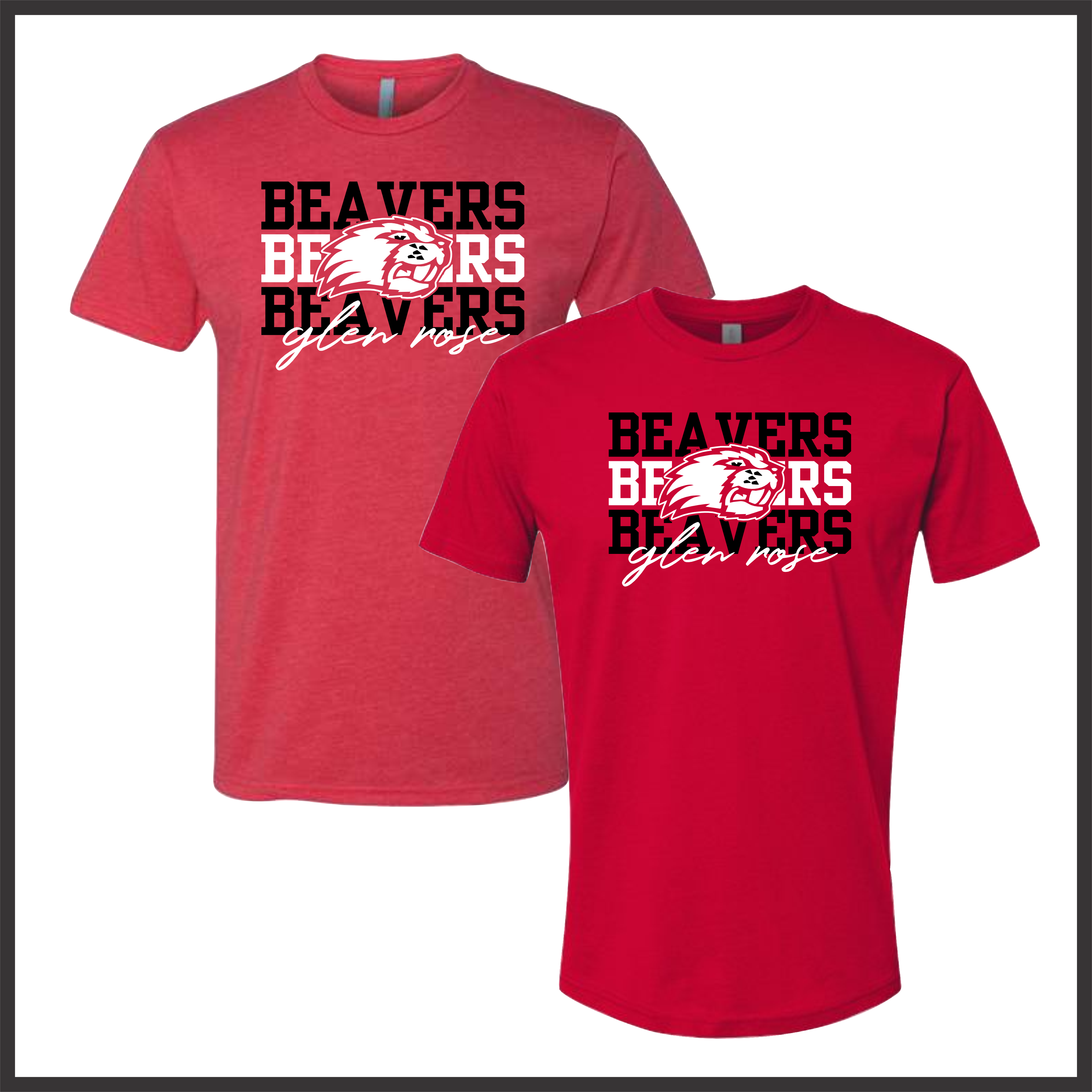 Glen Rose BEAVERS STACKED TEXT Short Sleeve Ringspun Cotton T-Shirt