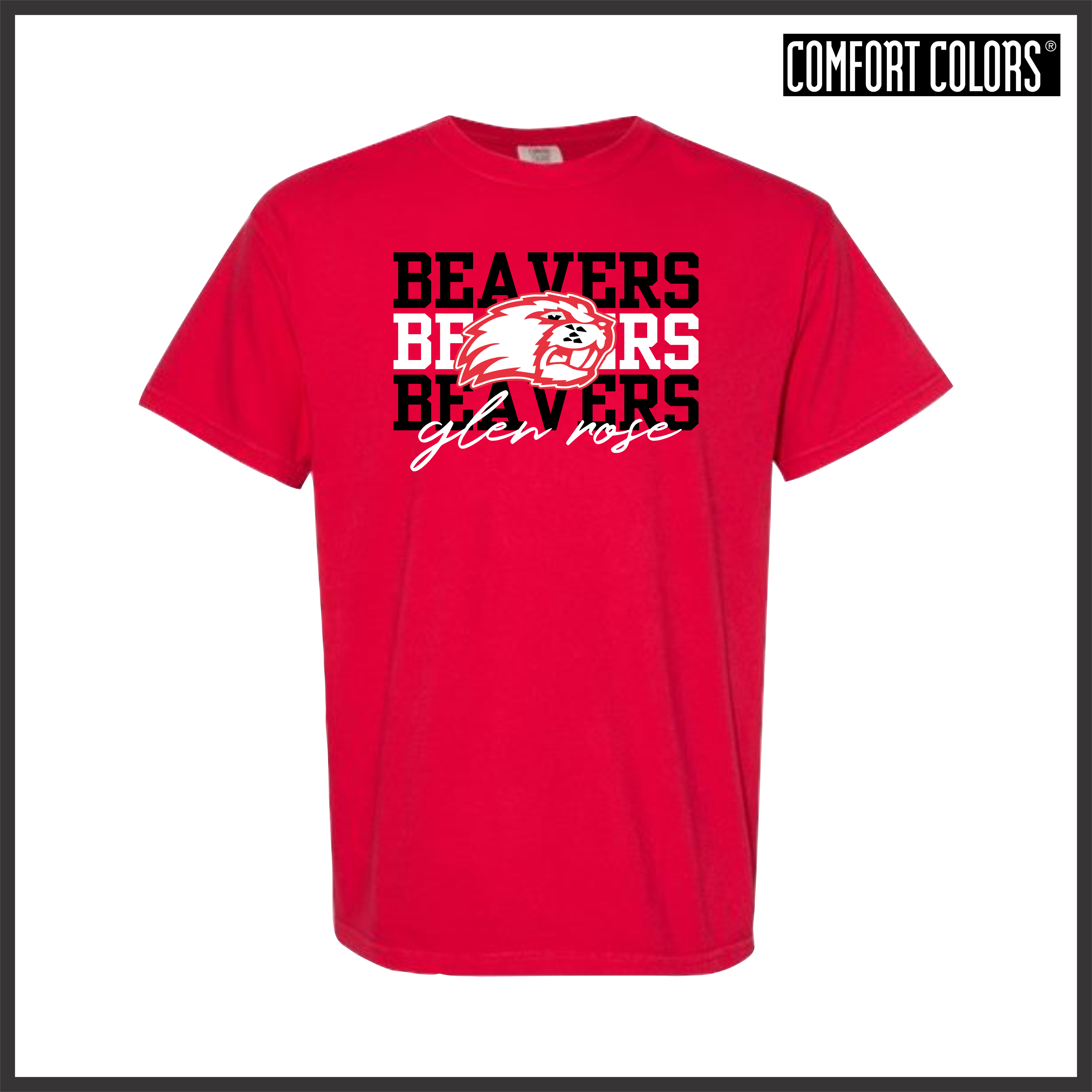 Glen Rose BEAVERS STACKED TEXT Short Sleeve Comfort Colors T-Shirt