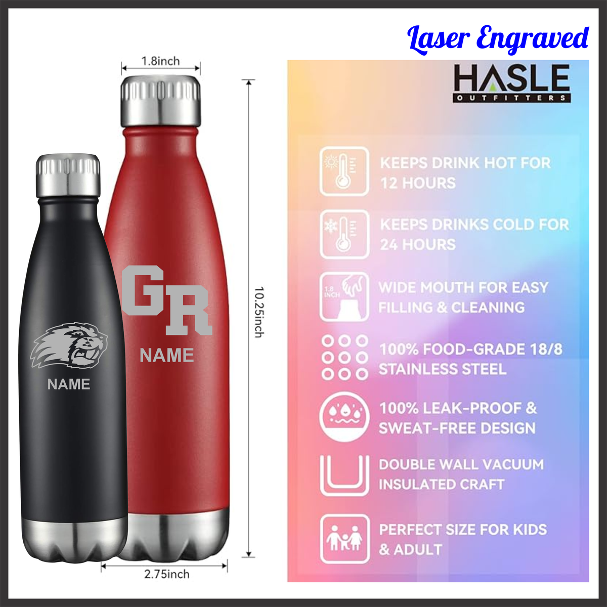 Glen Rose Spirit Laser Engraved 17 oz. Water Bottle