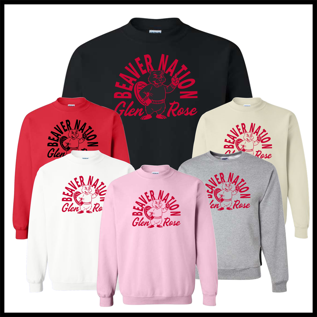 Glen Rose Spirit BEAVER NATION Cotton Blend Crewneck Sweatshirt