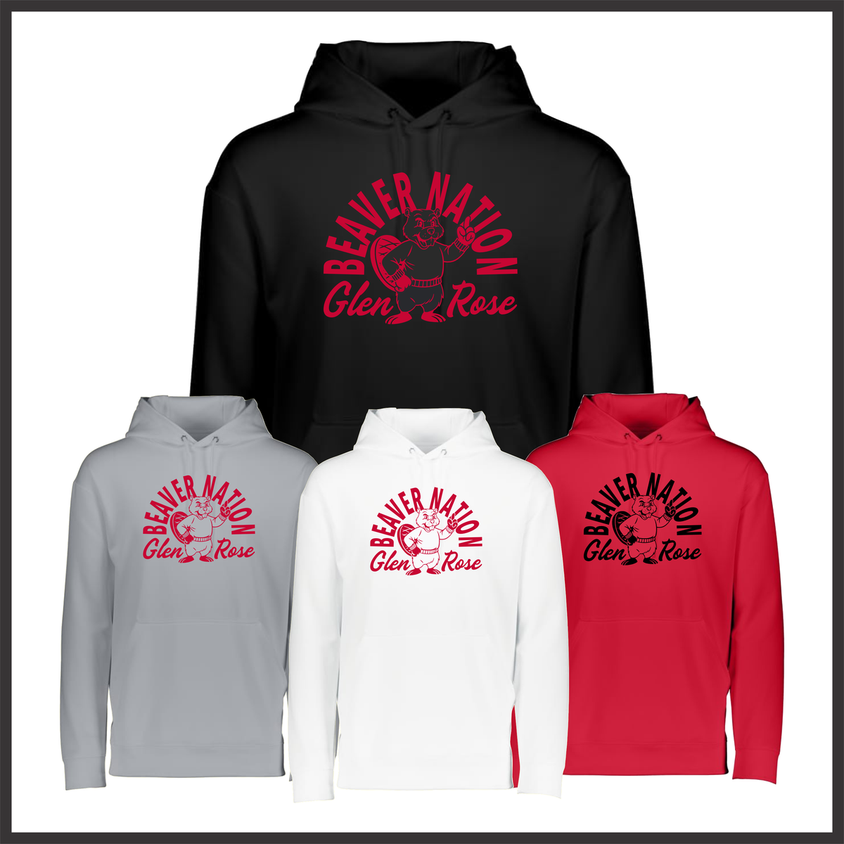 Glen Rose Spirit BEAVER NATION 100% Poly Wicking Hoodie Sweatshirt