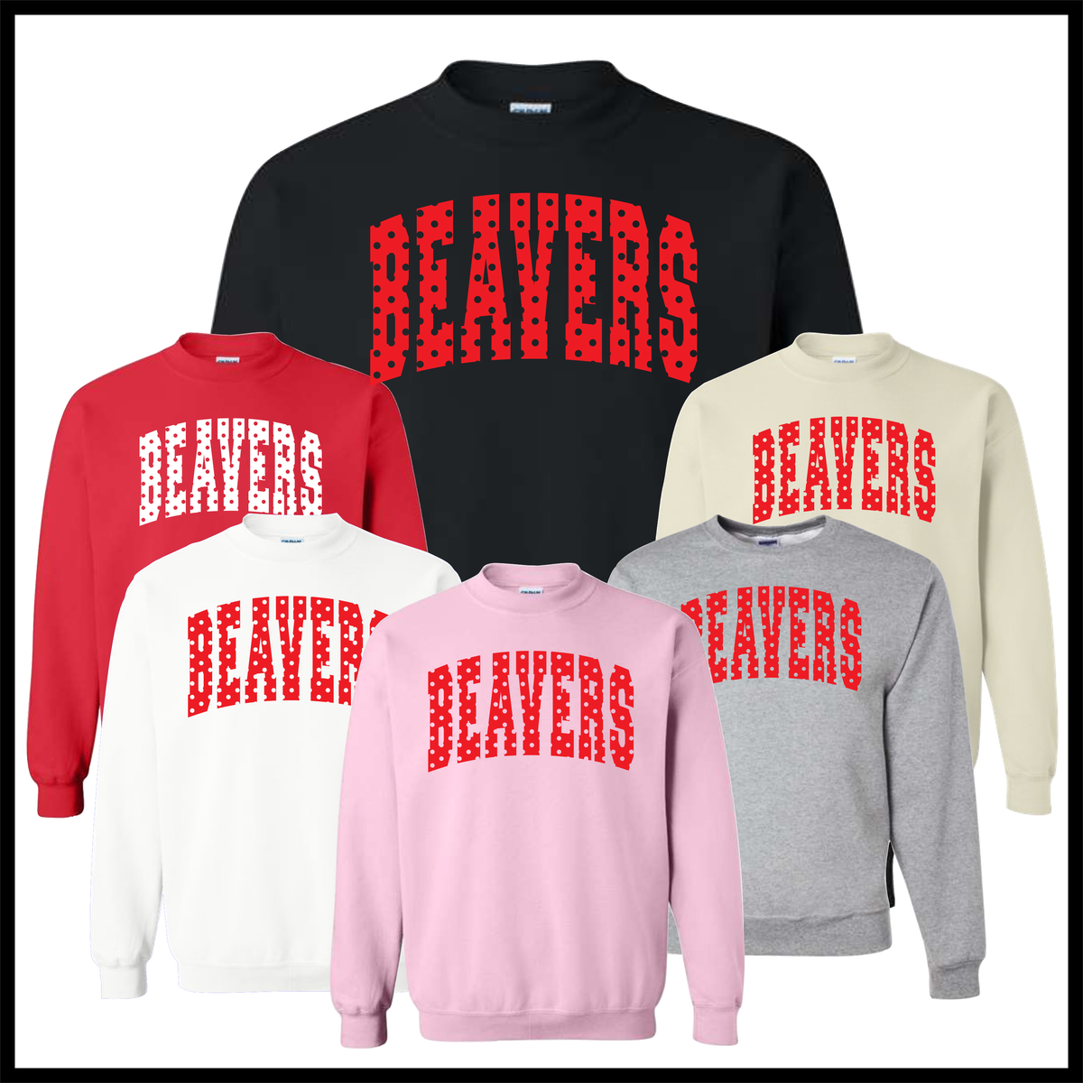 Glen Rose Spirit BEAVERS Polka Dot Cotton Blend Crewneck Sweatshirt