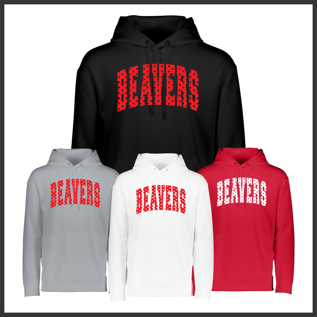 Glen Rose Spirit BEAVERS Polka Dot 100% Poly Wicking Hoodie Sweatshirt