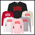 Glen Rose Spirit BEAVERS Polka Dot Long Sleeve Ringspun Cotton T-Shirt