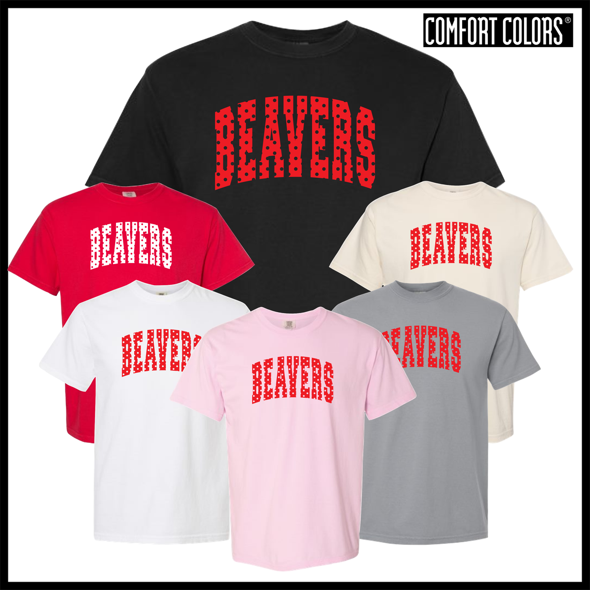 Glen Rose Spirit BEAVERS Polka Dot Short Sleeve Comfort Colors T-Shirt