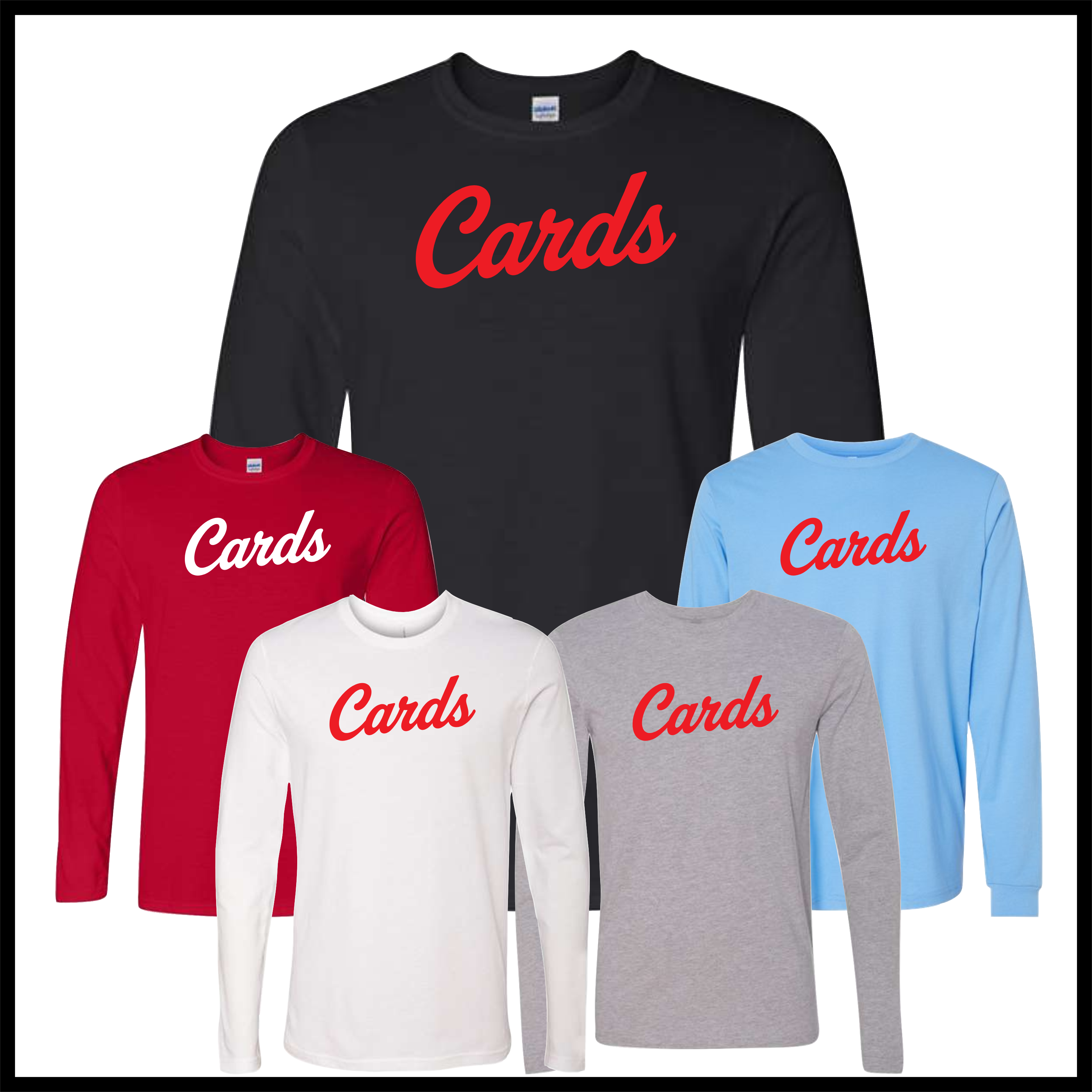 Harmony Grove Script Cards Long Sleeve Ringspun Cotton T-Shirt