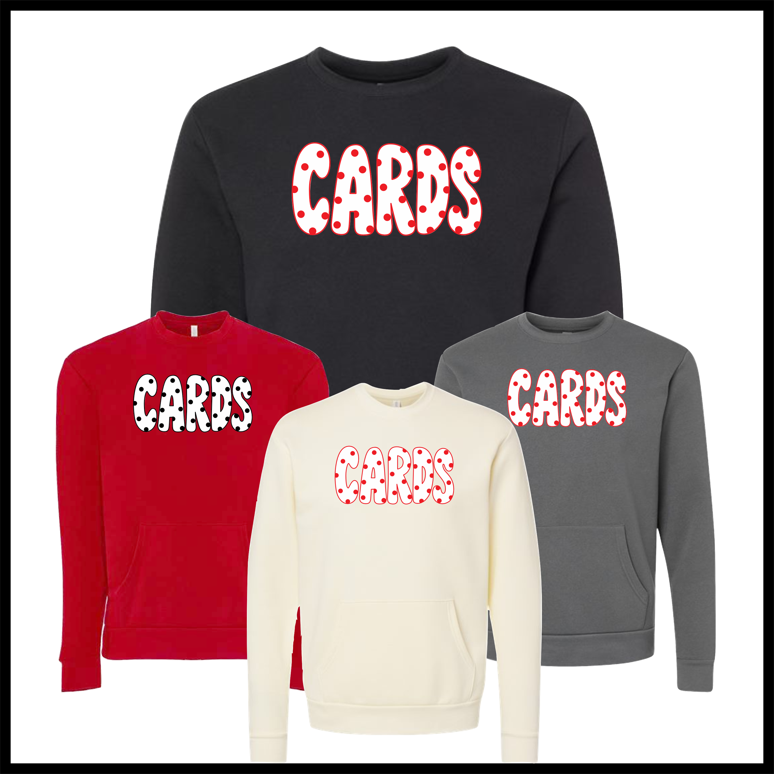 Harmony Grove Polka Dot Cards *POCKET* Crewneck Sweatshirt