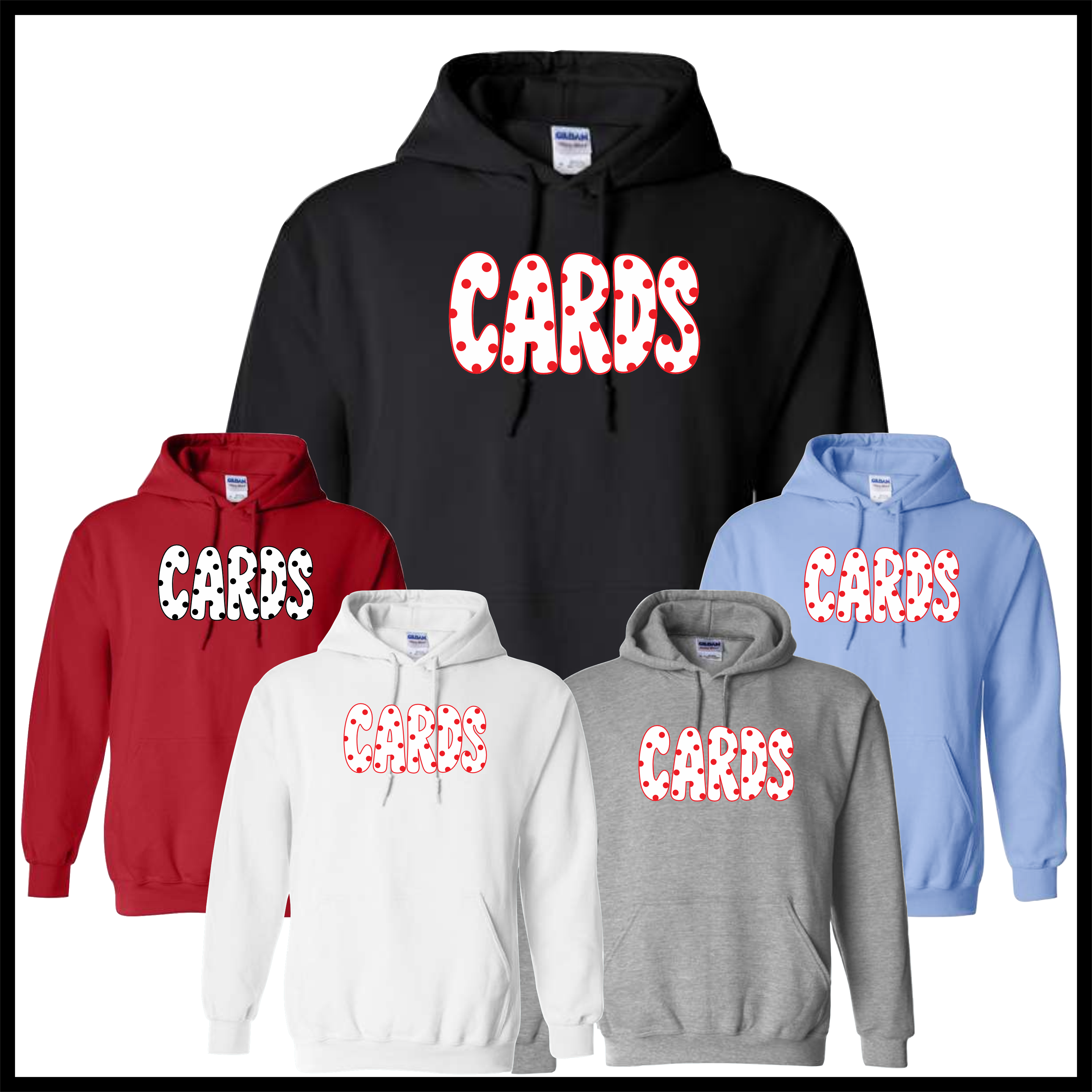 Harmony Grove Polka Dot Cards Cotton Blend Hoodie Sweatshirt