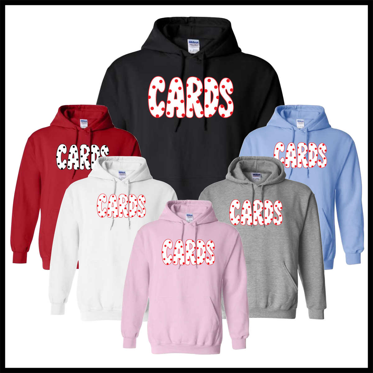 Harmony Grove Polka Dot Cards Cotton Blend Hoodie Sweatshirt