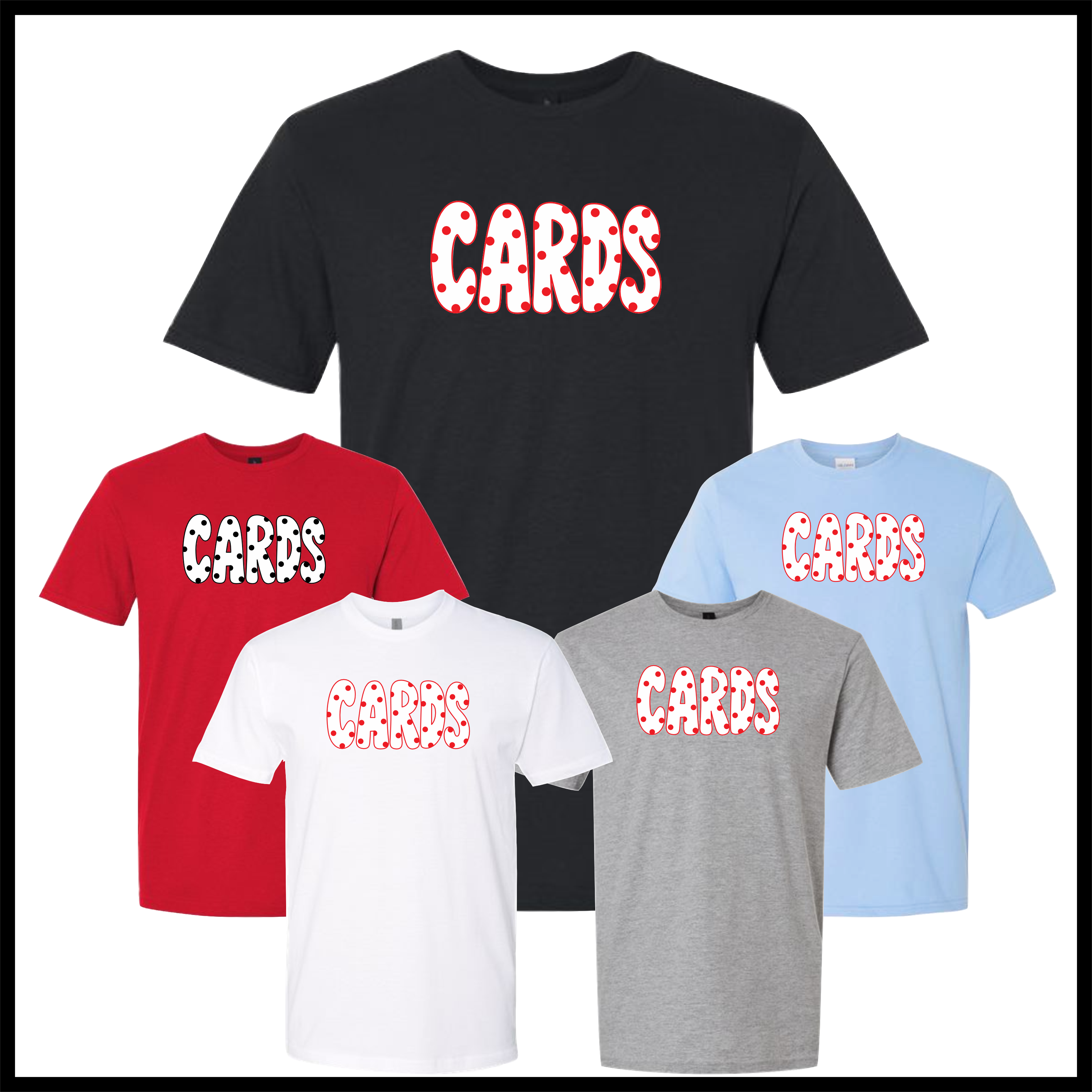 Harmony Grove Polka Dot Cards Short Sleeve Ringspun Cotton T-Shirt