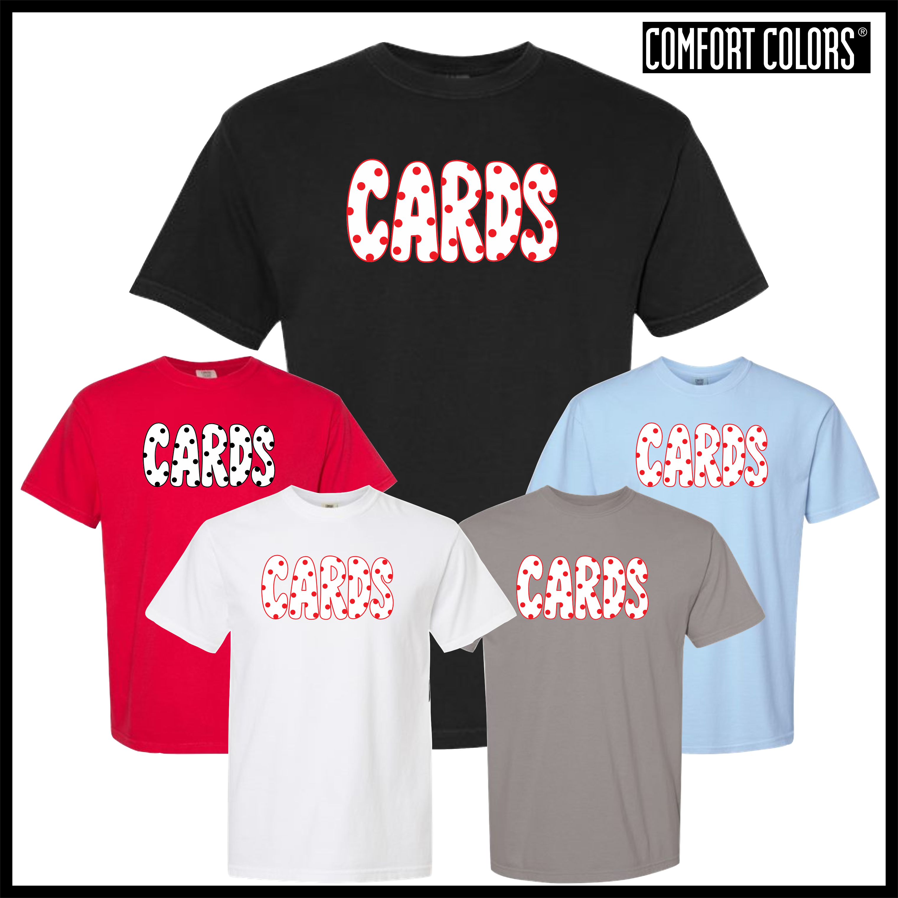 Harmony Grove Polka Dot Cards Short Sleeve Comfort Colors Cotton T-Shirt
