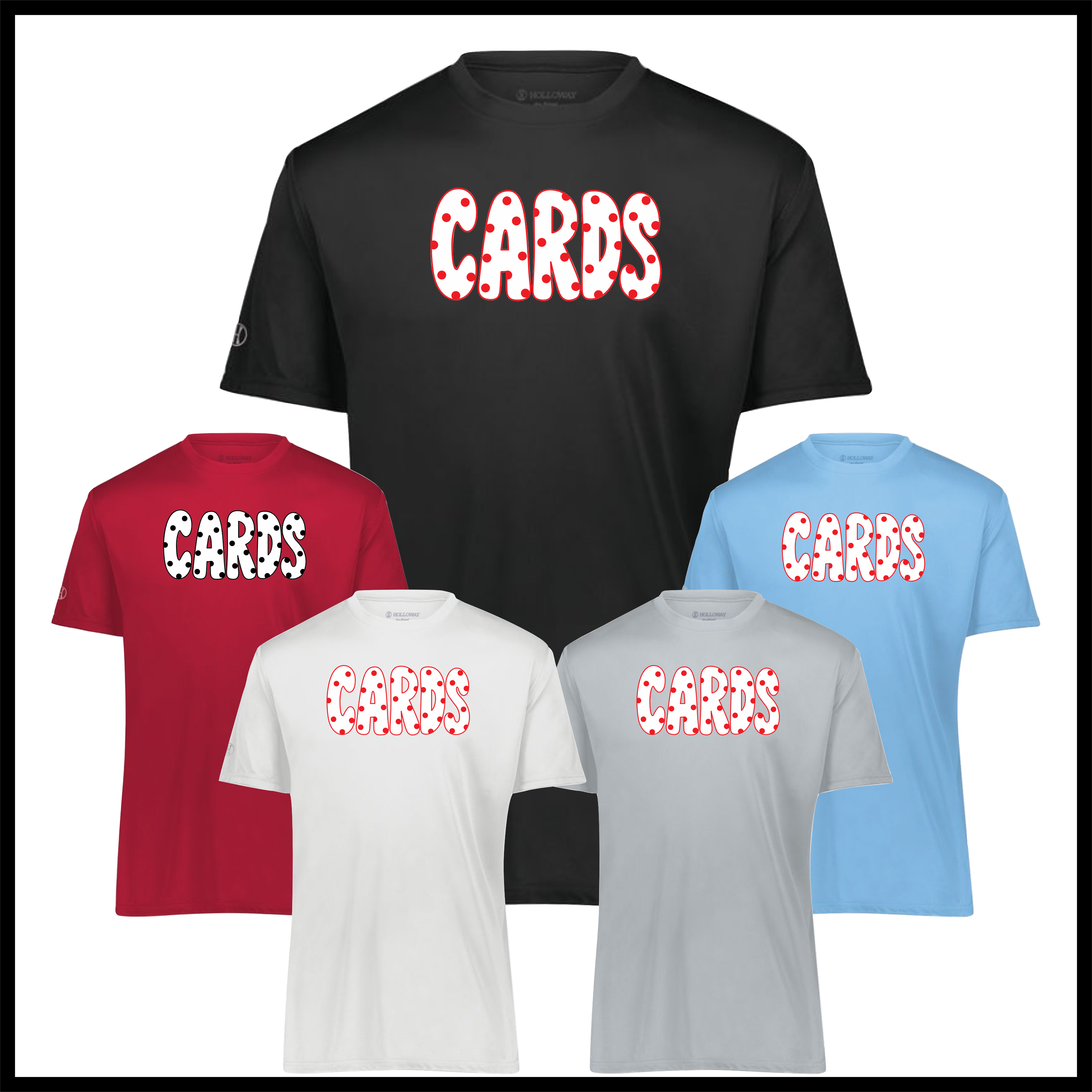Harmony Grove Polka Dot Cards Short Sleeve 100% Poly Wicking T-Shirt