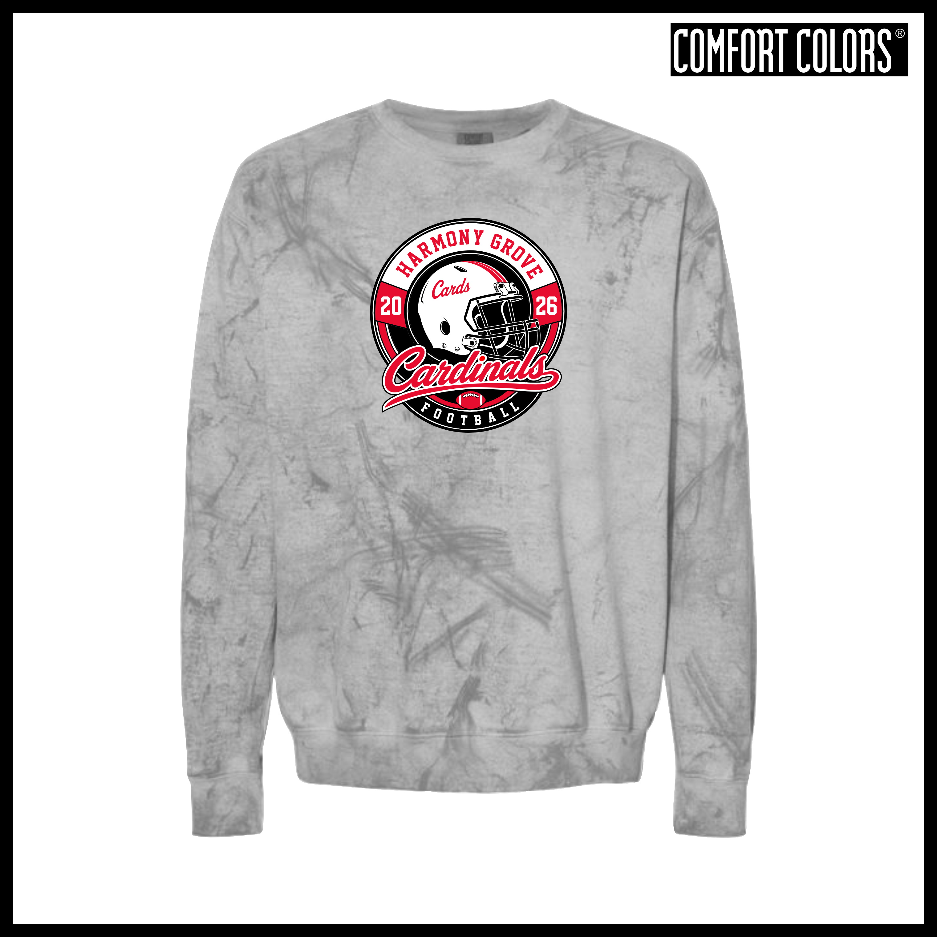 Harmony Grove Football Comfort Colors Colorblast Crewneck Sweatshirt