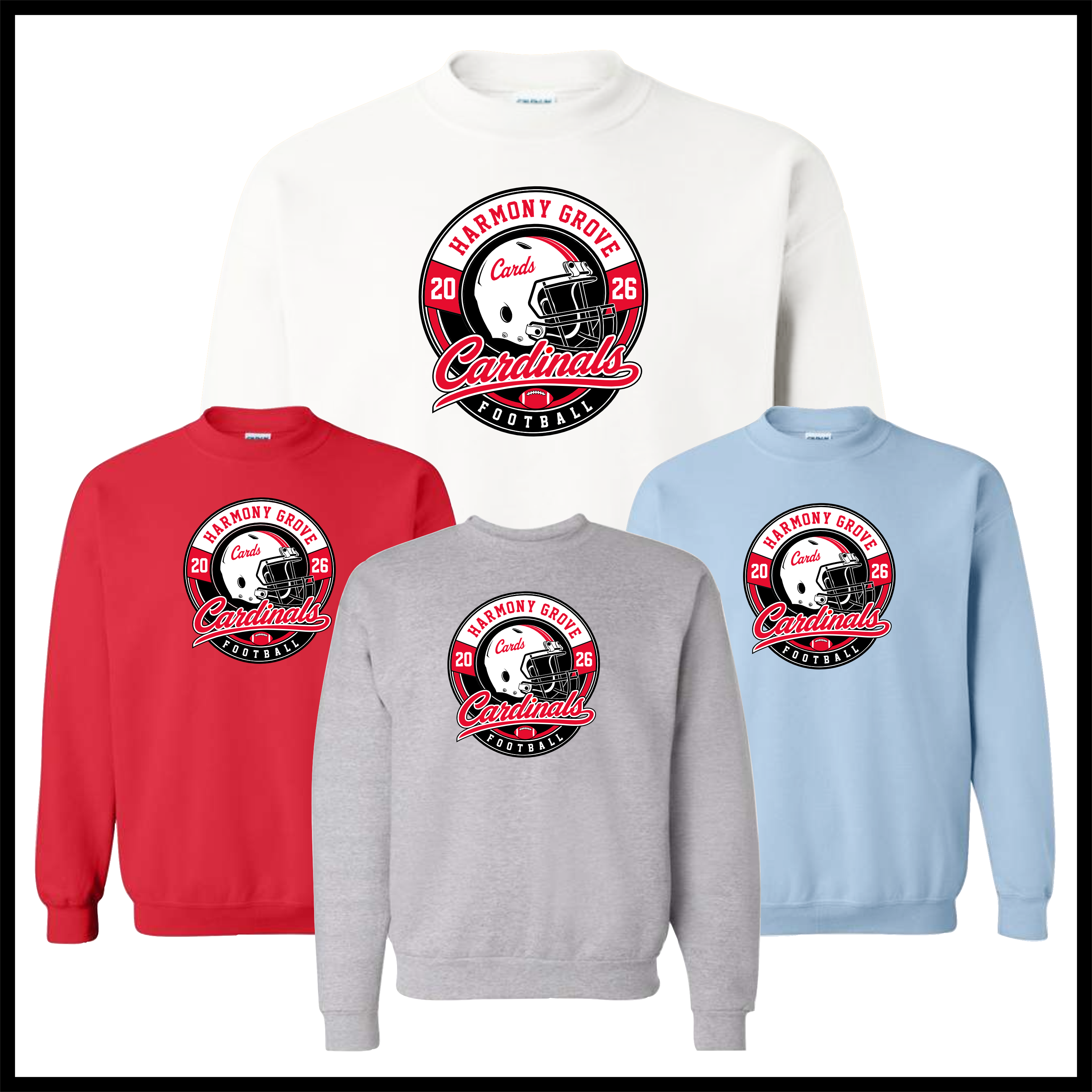 Harmony Grove Football Cotton Blend Crewneck Sweatshirt