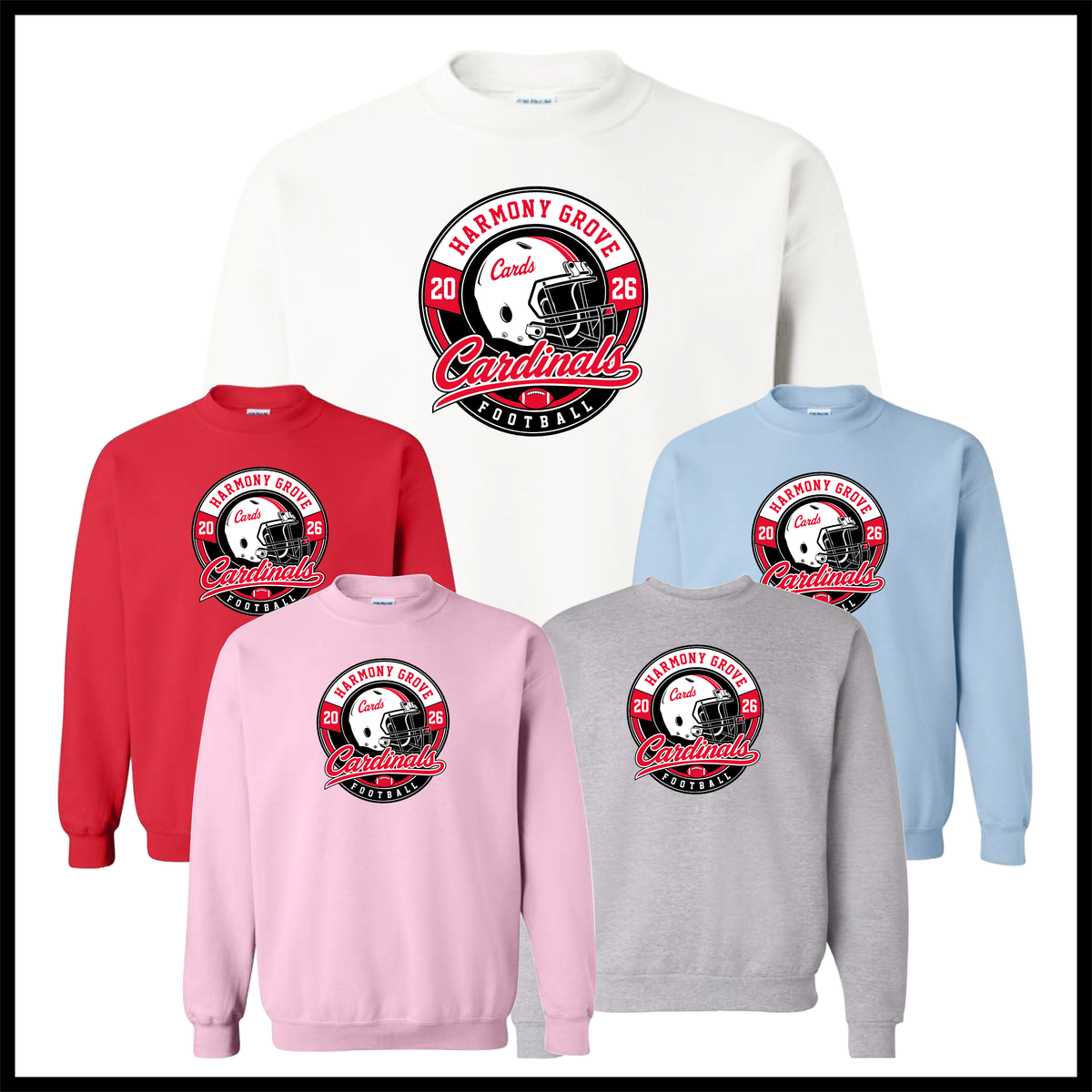 Harmony Grove Football Cotton Blend Crewneck Sweatshirt